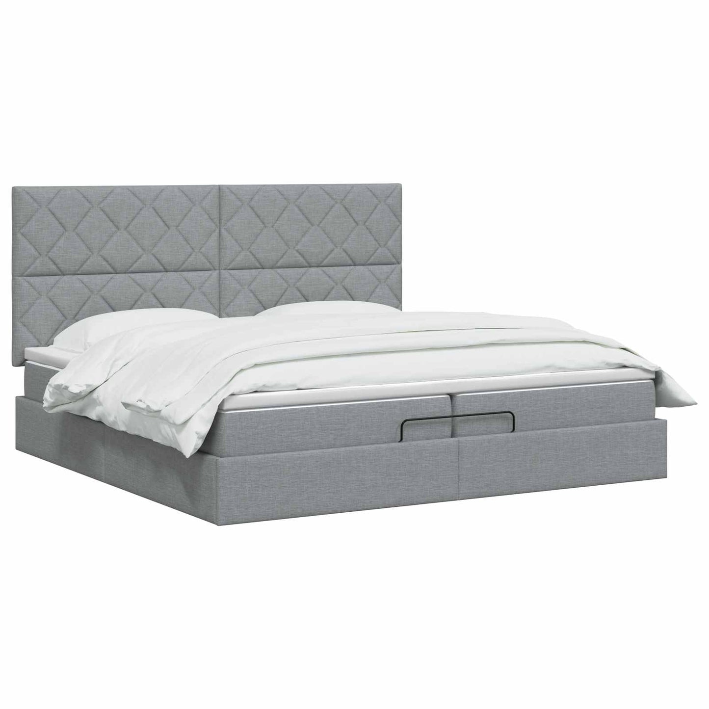 Ottoman Bed met Matrassen en LED Lichtgrijs 200 x 200 cm Stof is nu te koop bij PeponiXL, paradijselijk wonen!