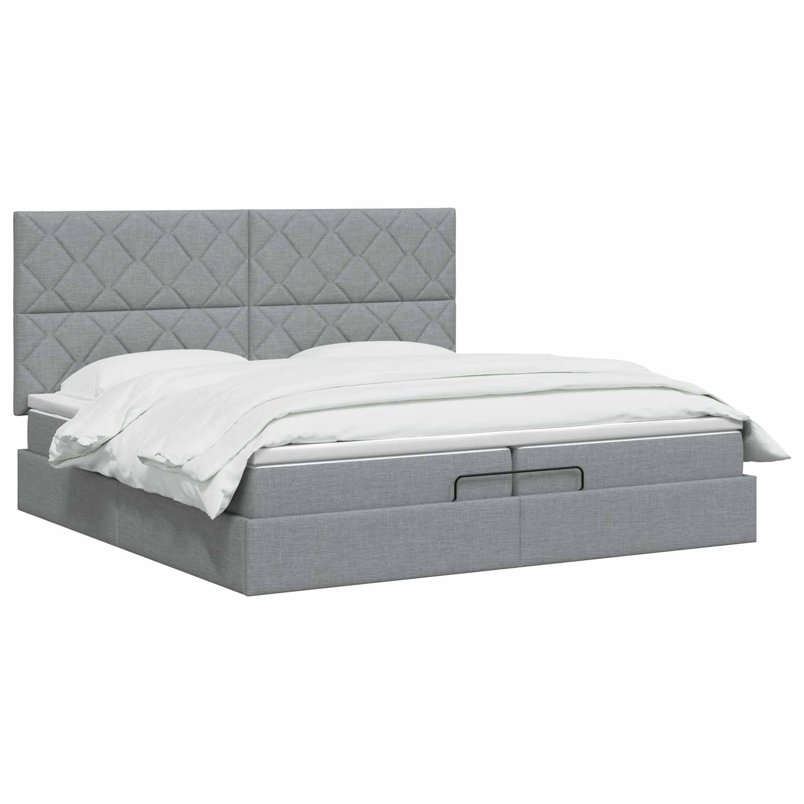 Ottoman Bed met Matrassen en LED Lichtgrijs 200 x 200 cm Stof is nu te koop bij PeponiXL, paradijselijk wonen!