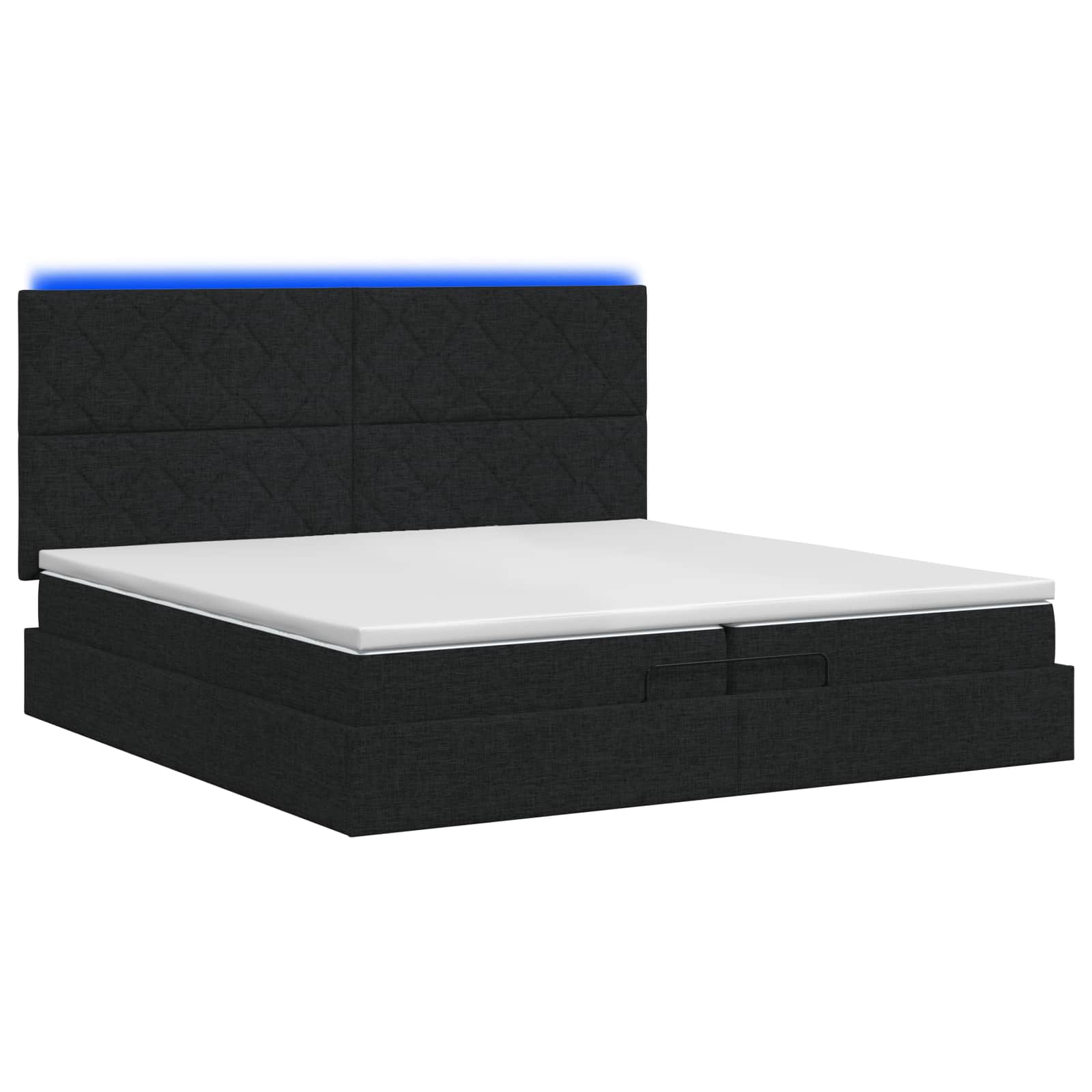 Ottoman Bed met Matrassen en LED Zwart 200 x 200 cm Stof is nu te koop bij PeponiXL, paradijselijk wonen!