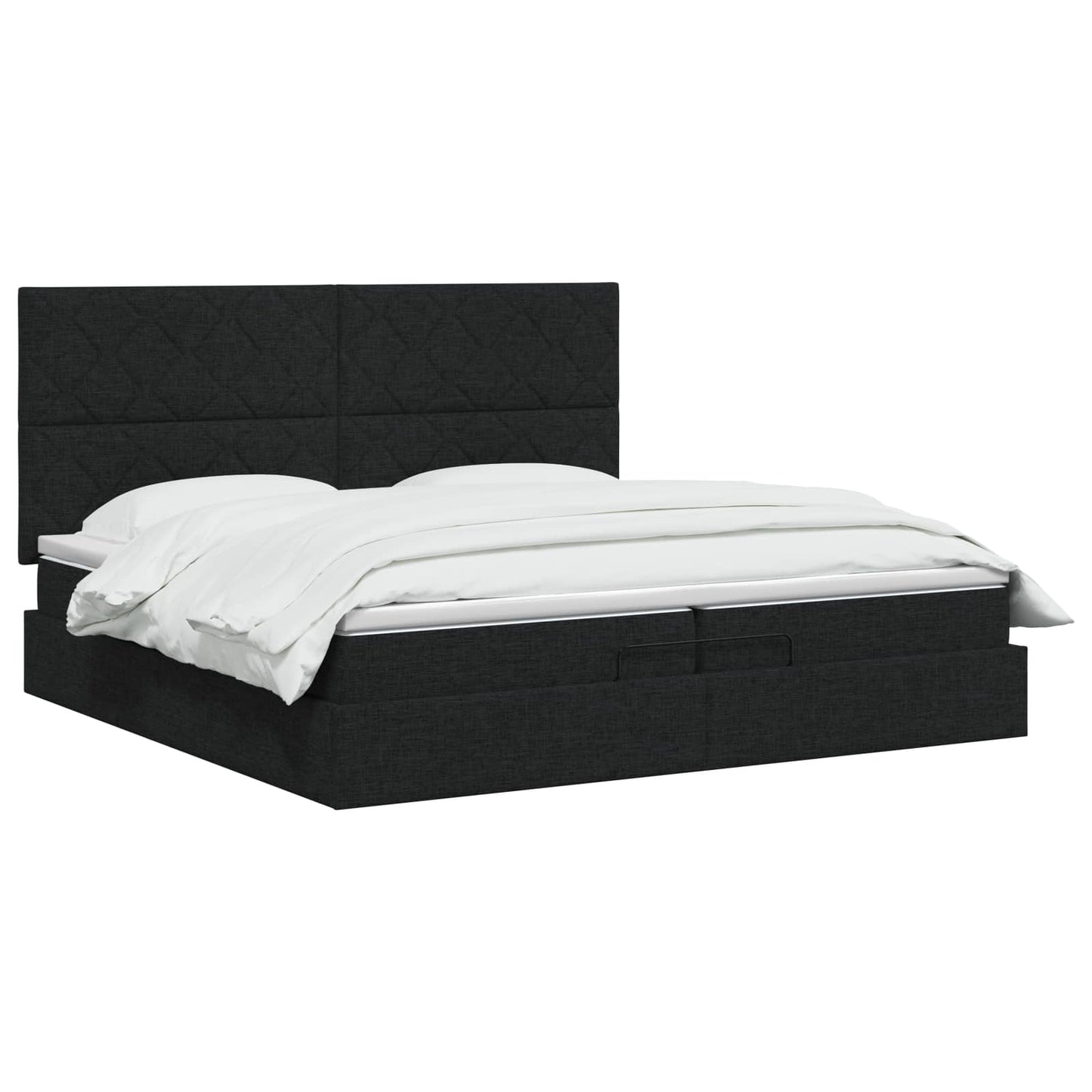 Ottoman Bed met Matrassen en LED Zwart 200 x 200 cm Stof is nu te koop bij PeponiXL, paradijselijk wonen!