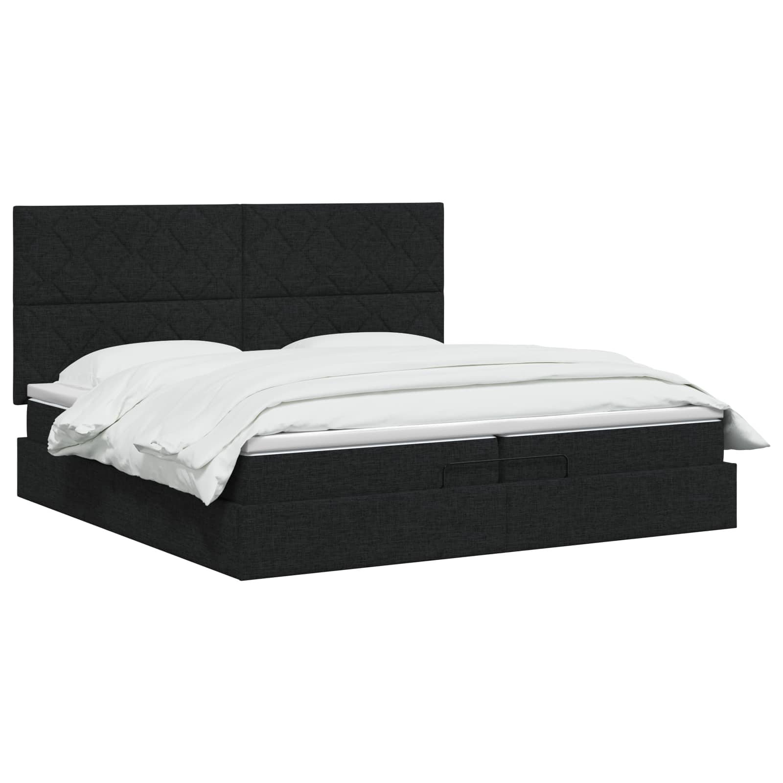 Ottoman Bed met Matrassen en LED Zwart 200 x 200 cm Stof is nu te koop bij PeponiXL, paradijselijk wonen!