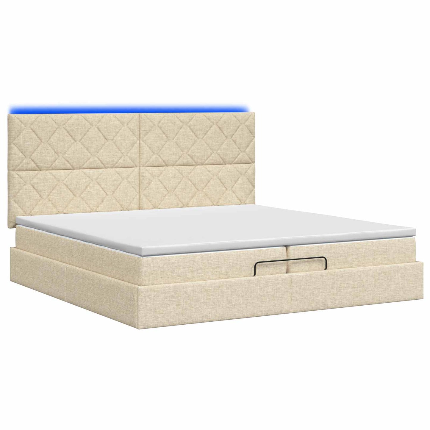 Ottoman Bed met Matrassen en LED Crèmekleurig 200 x 200 cm Stof is nu te koop bij PeponiXL, paradijselijk wonen!