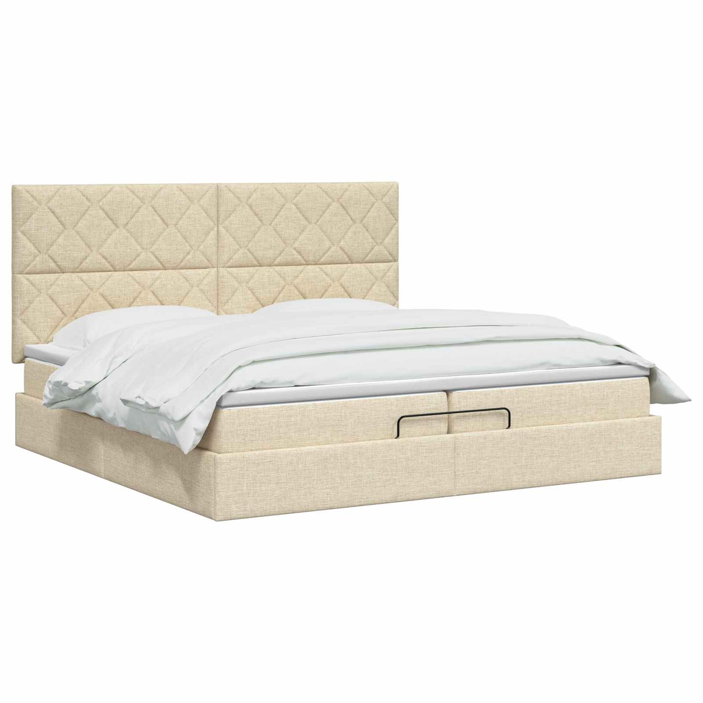 Ottoman Bed met Matrassen en LED Crèmekleurig 200 x 200 cm Stof is nu te koop bij PeponiXL, paradijselijk wonen!