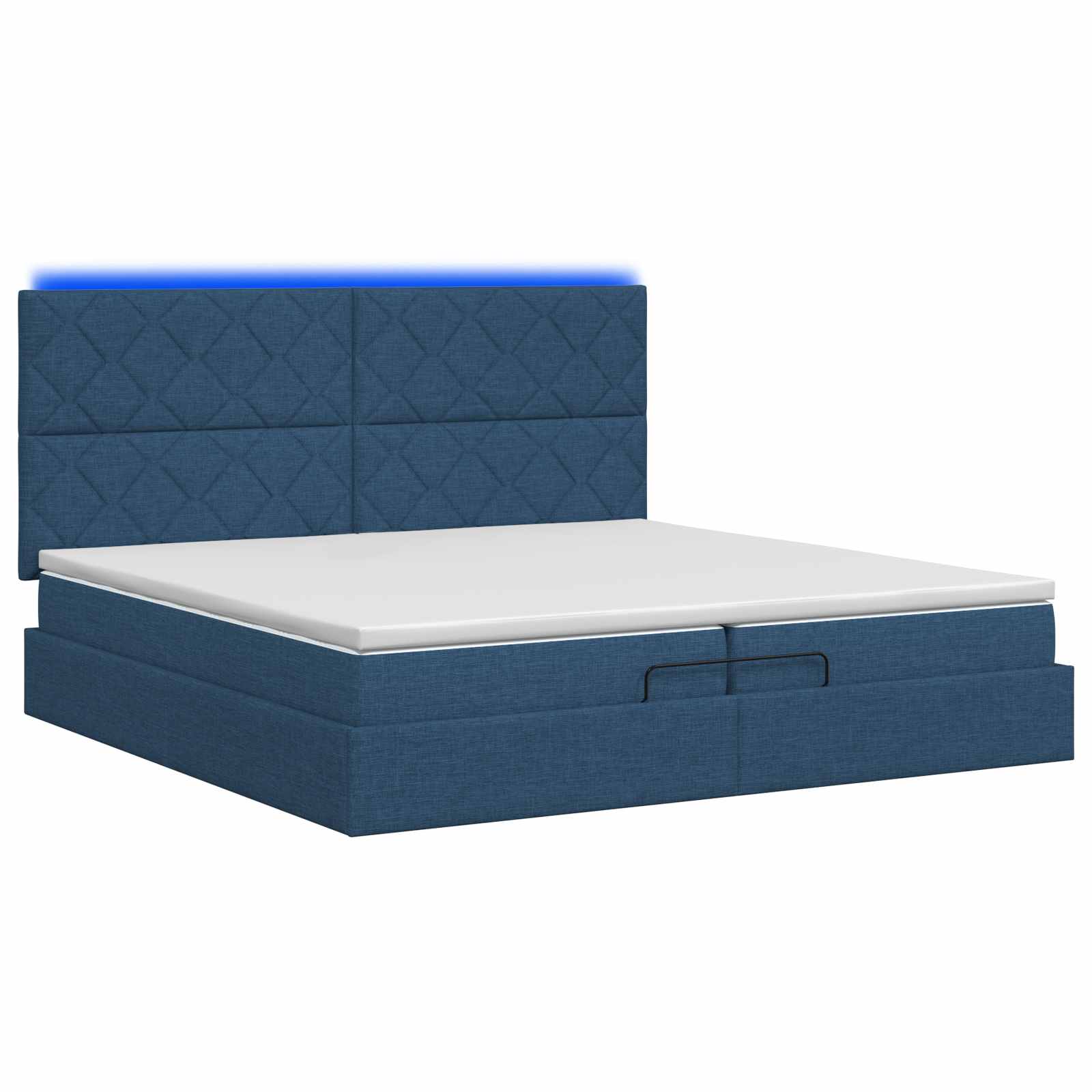 Ottoman Bed met Matrassen en LED Blauw 200 x 200 cm Stof is nu te koop bij PeponiXL, paradijselijk wonen!