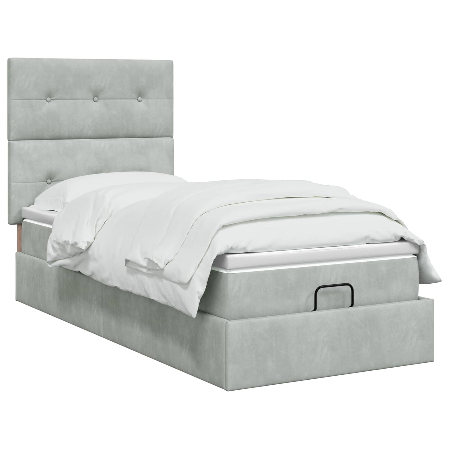 Ottoman Bed met Matrassen en LED Lichtgrijs 90 x 190 cm fluweel is nu te koop bij PeponiXL, paradijselijk wonen!