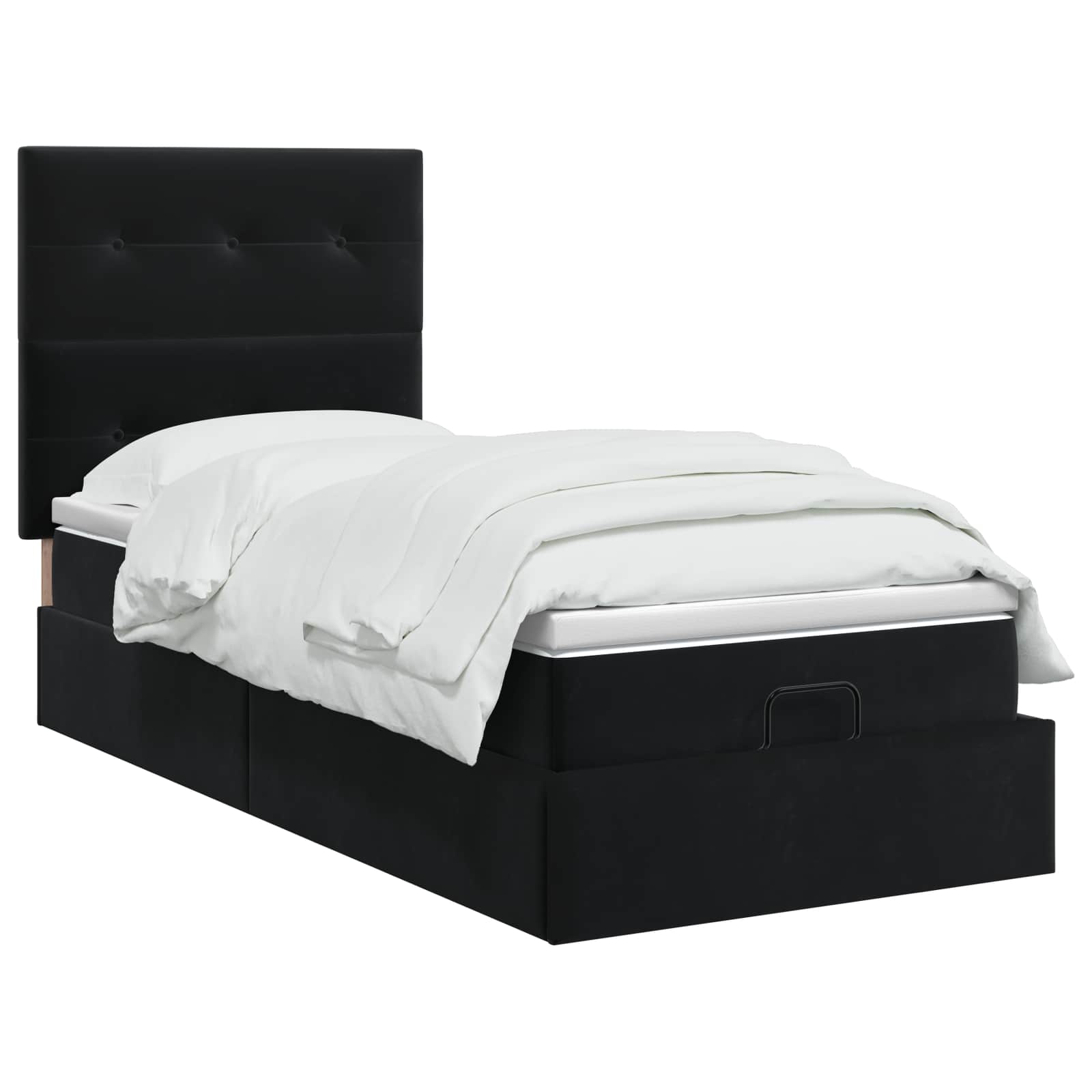 Ottoman Bed met Matrassen en LED Zwart 90 x 190 cm fluweel is nu te koop bij PeponiXL, paradijselijk wonen!