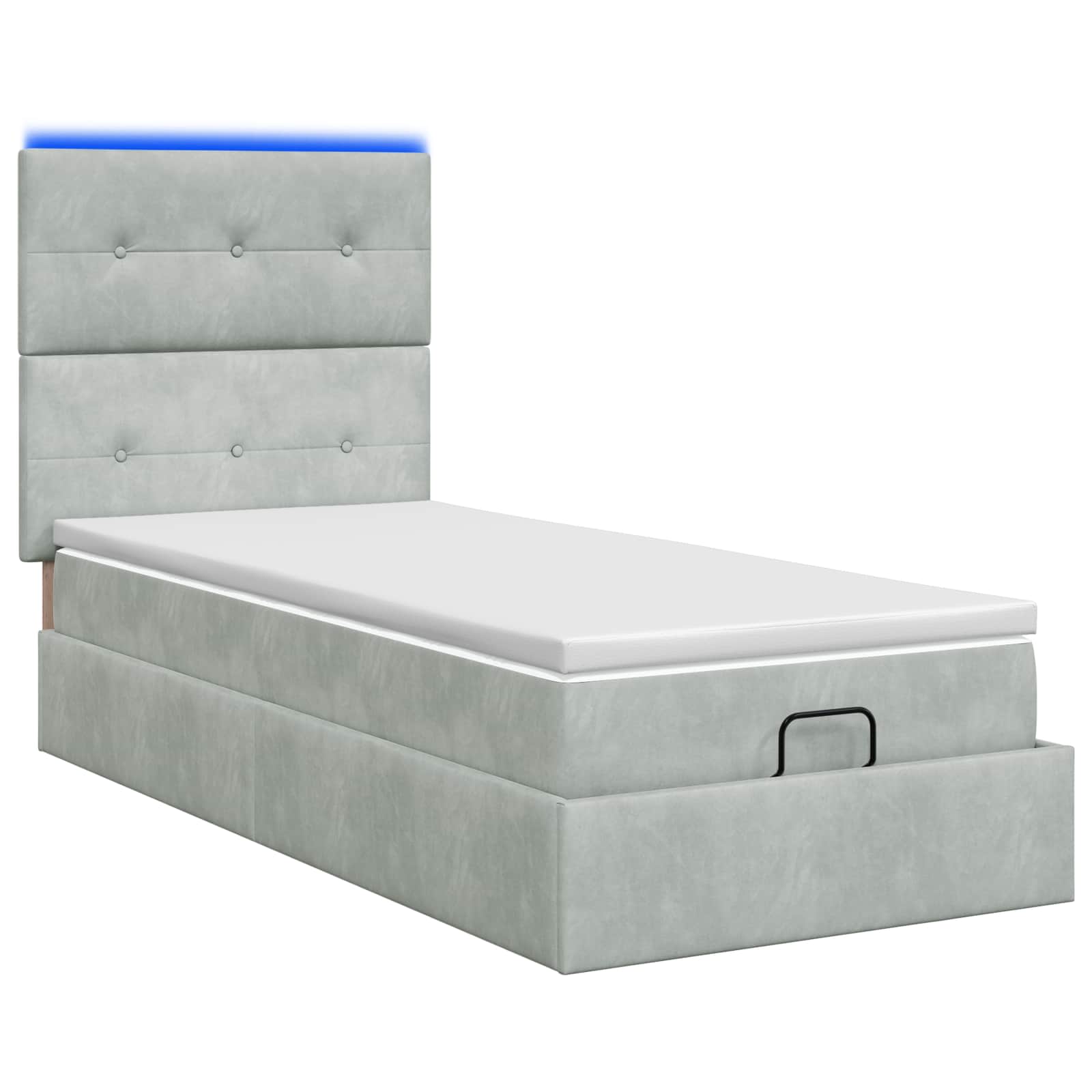 Ottoman Bed met Matrassen en LED Lichtgrijs 90 x 200 cm fluweel is nu te koop bij PeponiXL, paradijselijk wonen!