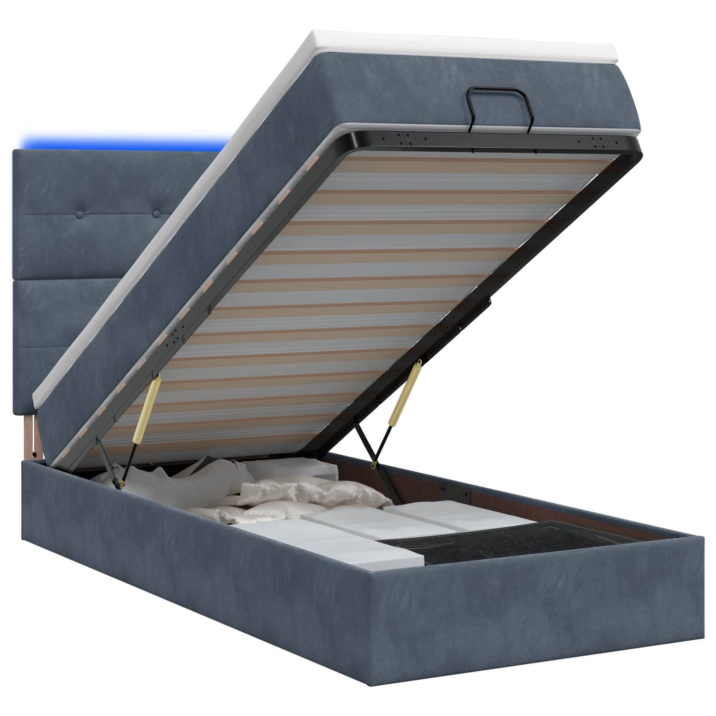 Ottoman Bed met Matrassen en LED Donkergrijs 90 x 200 cm is nu te koop bij PeponiXL, paradijselijk wonen!