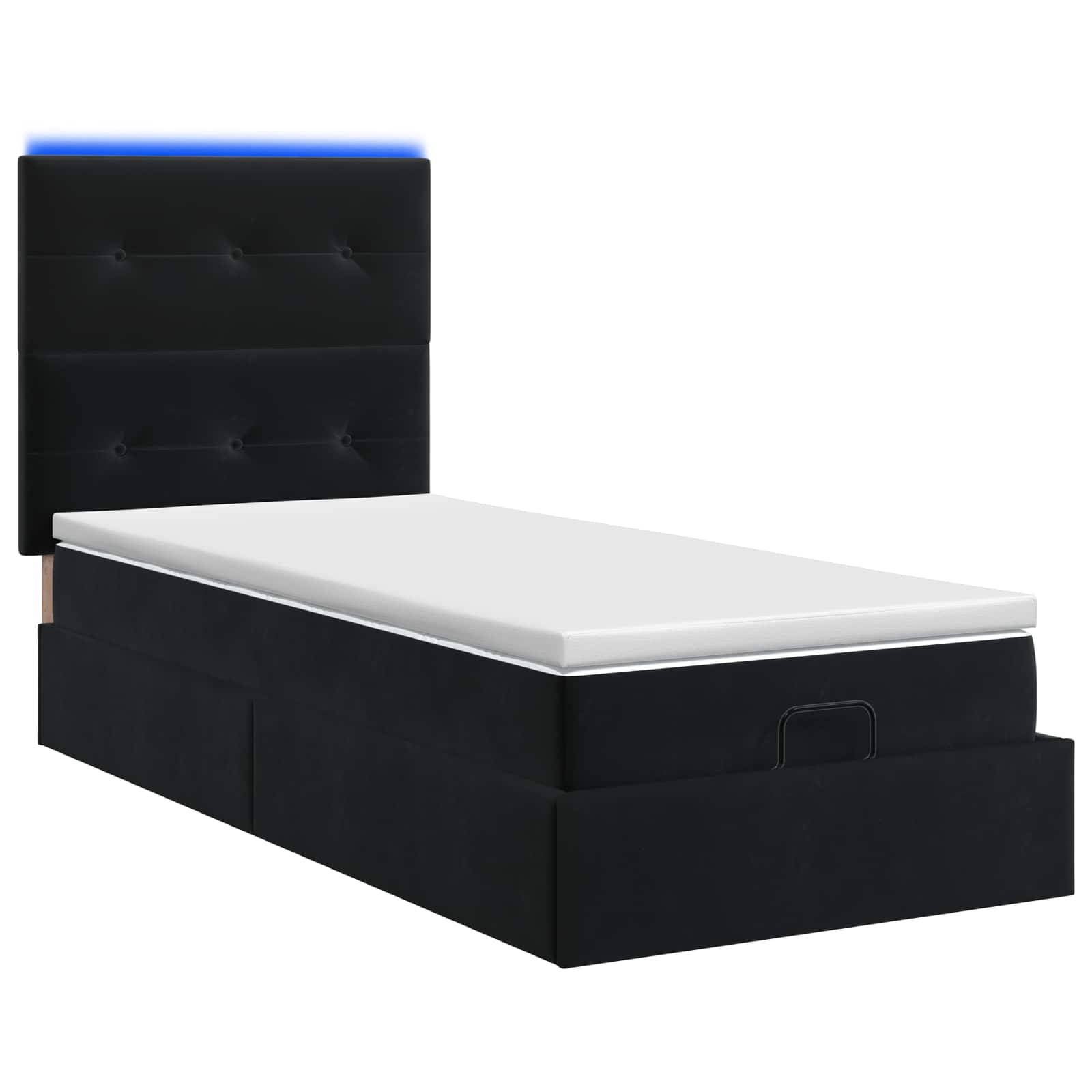Ottoman Bed met Matrassen en LED Zwart 90 x 200 cm fluweel is nu te koop bij PeponiXL, paradijselijk wonen!