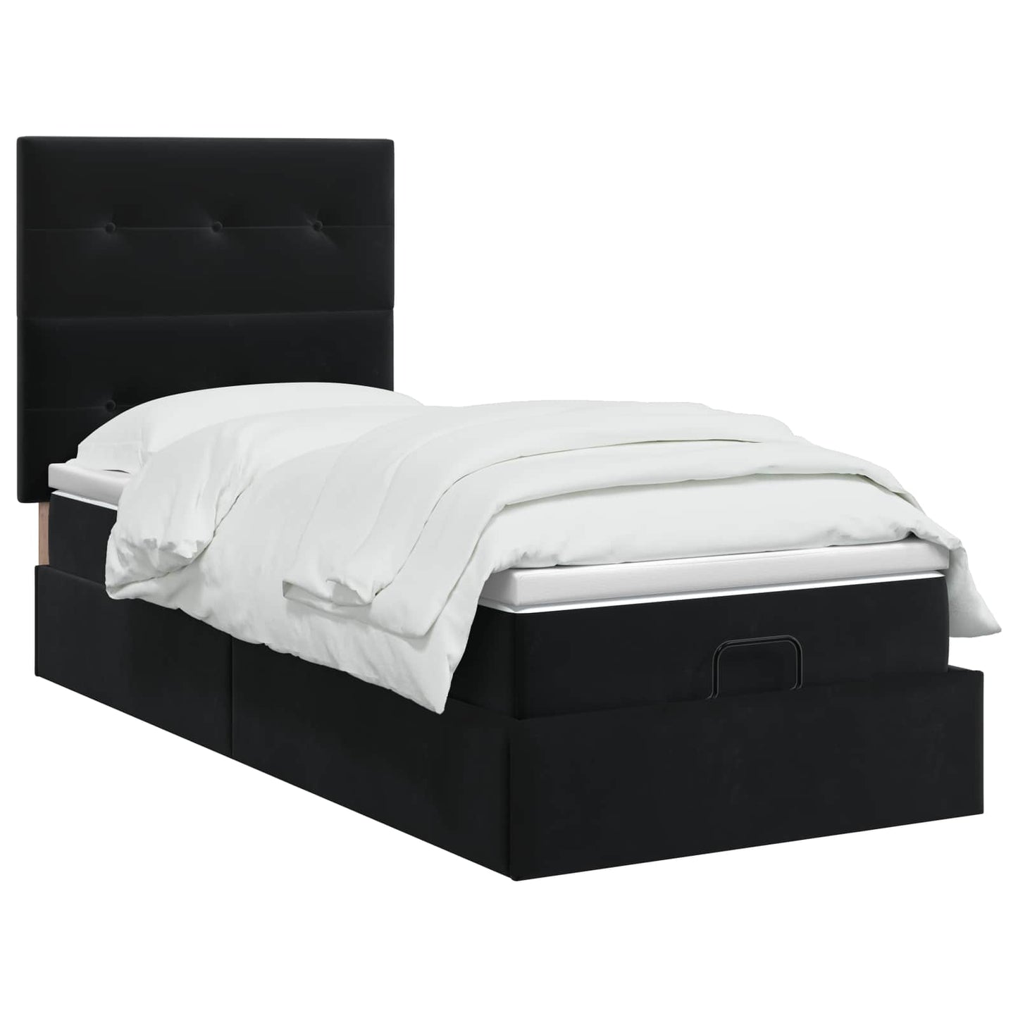 Ottoman Bed met Matrassen en LED Zwart 90 x 200 cm fluweel is nu te koop bij PeponiXL, paradijselijk wonen!