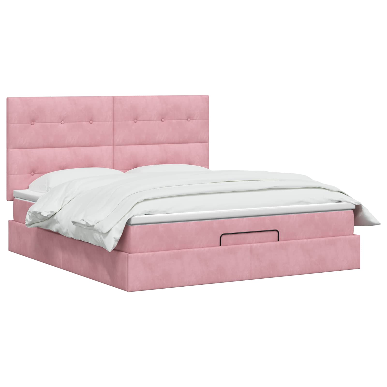 Ottoman Bed met Matrassen en LED Roze 160 x 200 cm fluweel is nu te koop bij PeponiXL, paradijselijk wonen!