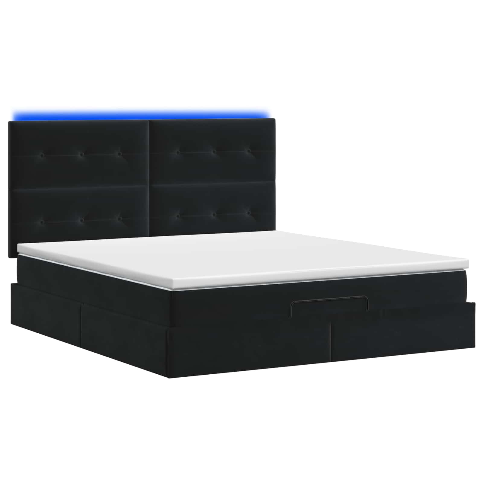 Ottoman Bed met Matrassen en LED Zwart 180 x 200 cm fluweel is nu te koop bij PeponiXL, paradijselijk wonen!