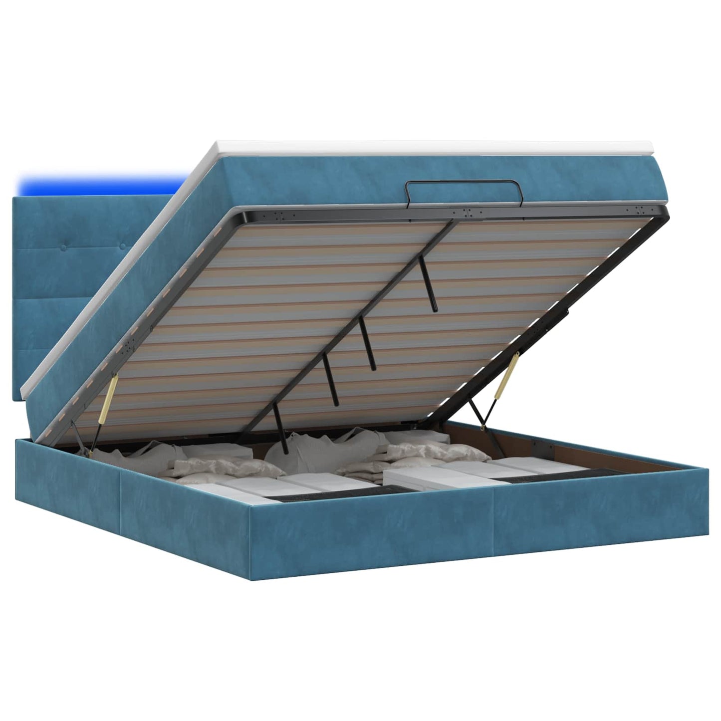 Ottoman Bed met Matrassen en LED Donkerblauw 180 x 200 cm is nu te koop bij PeponiXL, paradijselijk wonen!