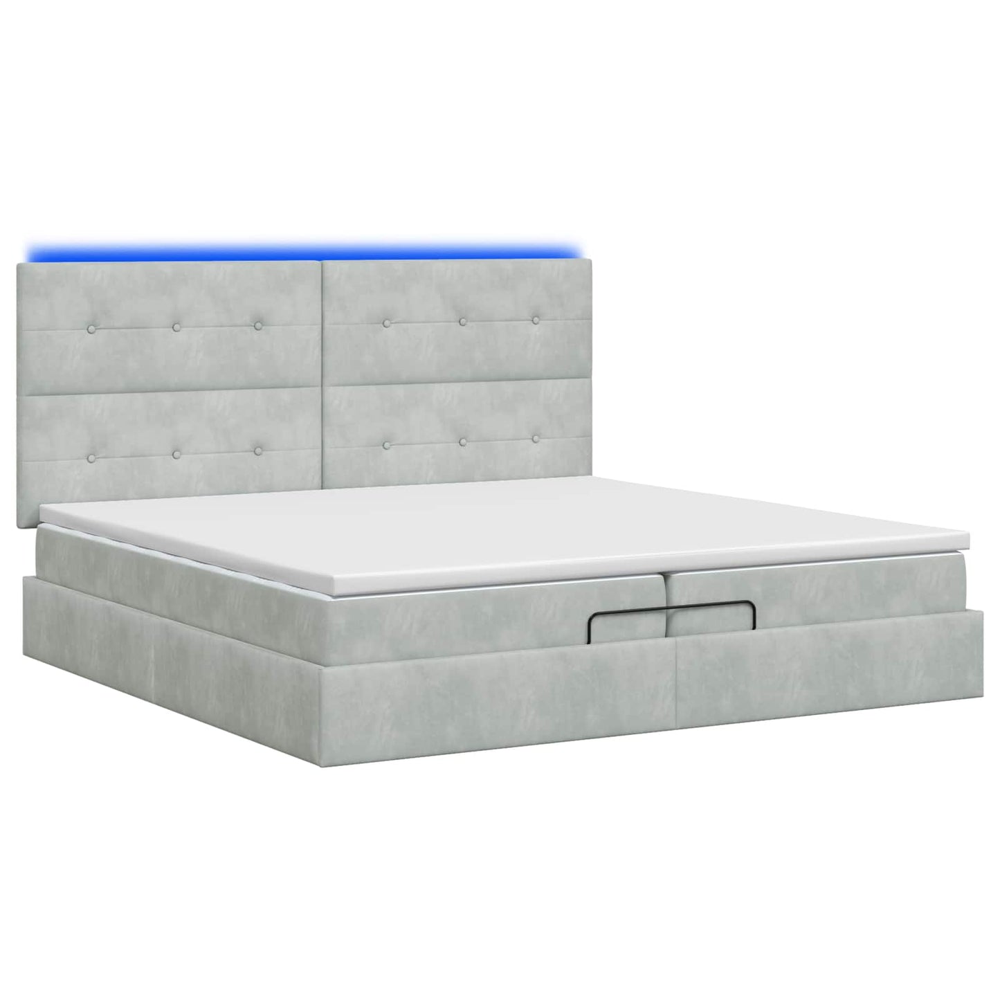 Ottoman Bed met Matrassen en LED Lichtgrijs 200 x 200 cm is nu te koop bij PeponiXL, paradijselijk wonen!