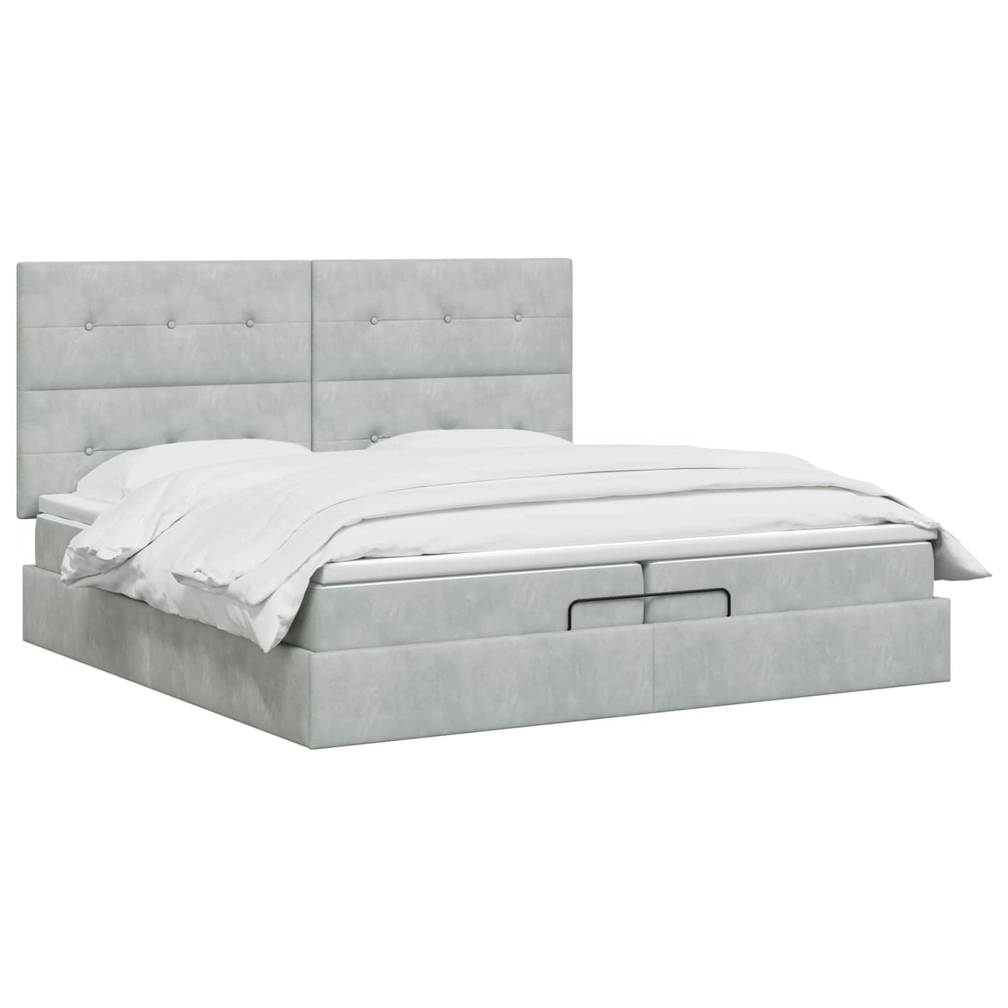 Ottoman Bed met Matrassen en LED Lichtgrijs 200 x 200 cm is nu te koop bij PeponiXL, paradijselijk wonen!