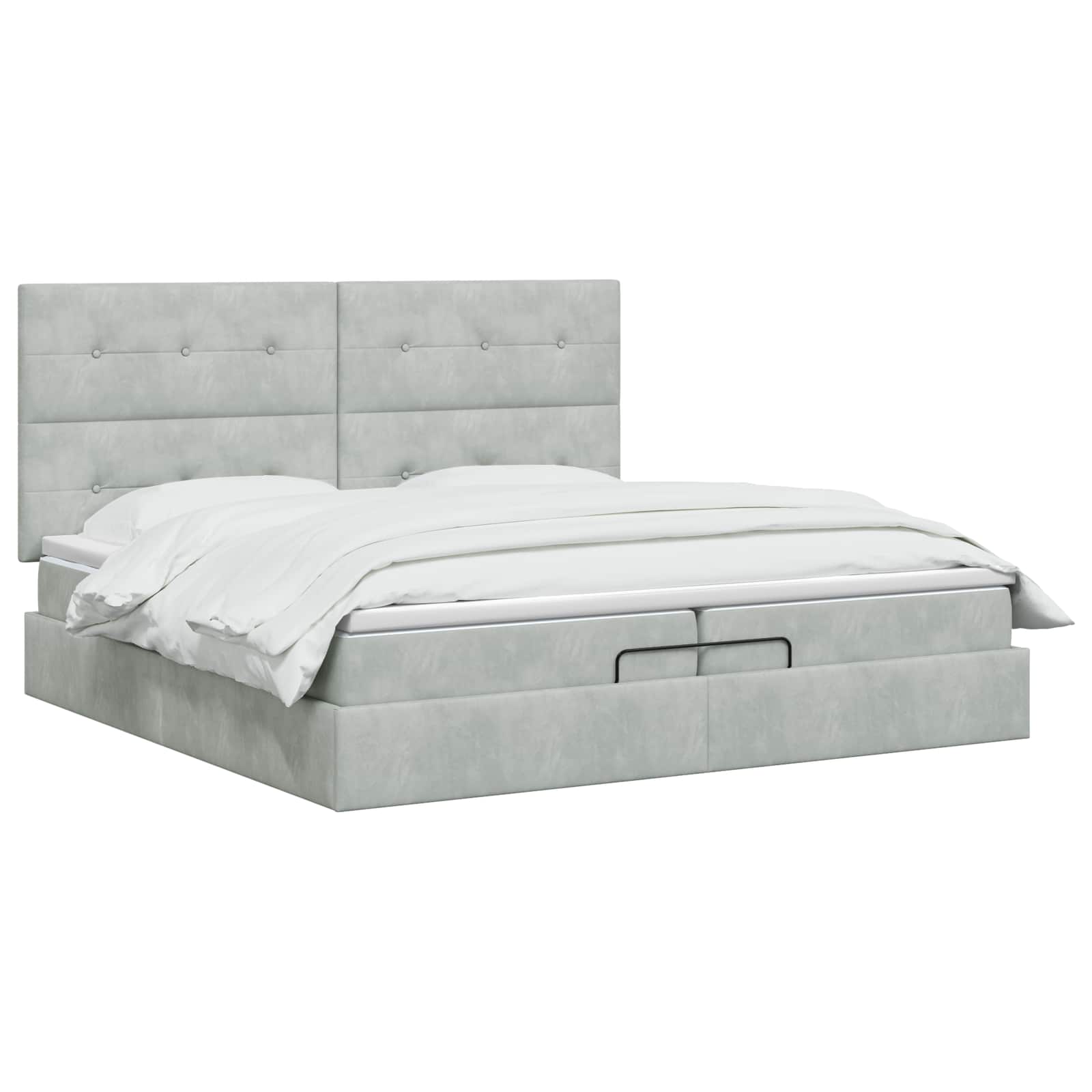 Ottoman Bed met Matrassen en LED Lichtgrijs 200 x 200 cm is nu te koop bij PeponiXL, paradijselijk wonen!