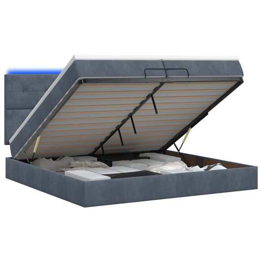 Ottoman Bed met Matrassen en LED Donkergrijs 200 x 200 cm is nu te koop bij PeponiXL, paradijselijk wonen!