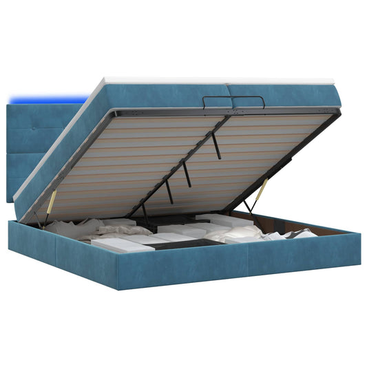 Ottoman Bed met Matrassen en LED Donkerblauw 200 x 200 cm is nu te koop bij PeponiXL, paradijselijk wonen!