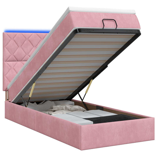 Ottoman Bed met Matrassen en LED Roze 80 x 200 cm fluweel is nu te koop bij PeponiXL, paradijselijk wonen!
