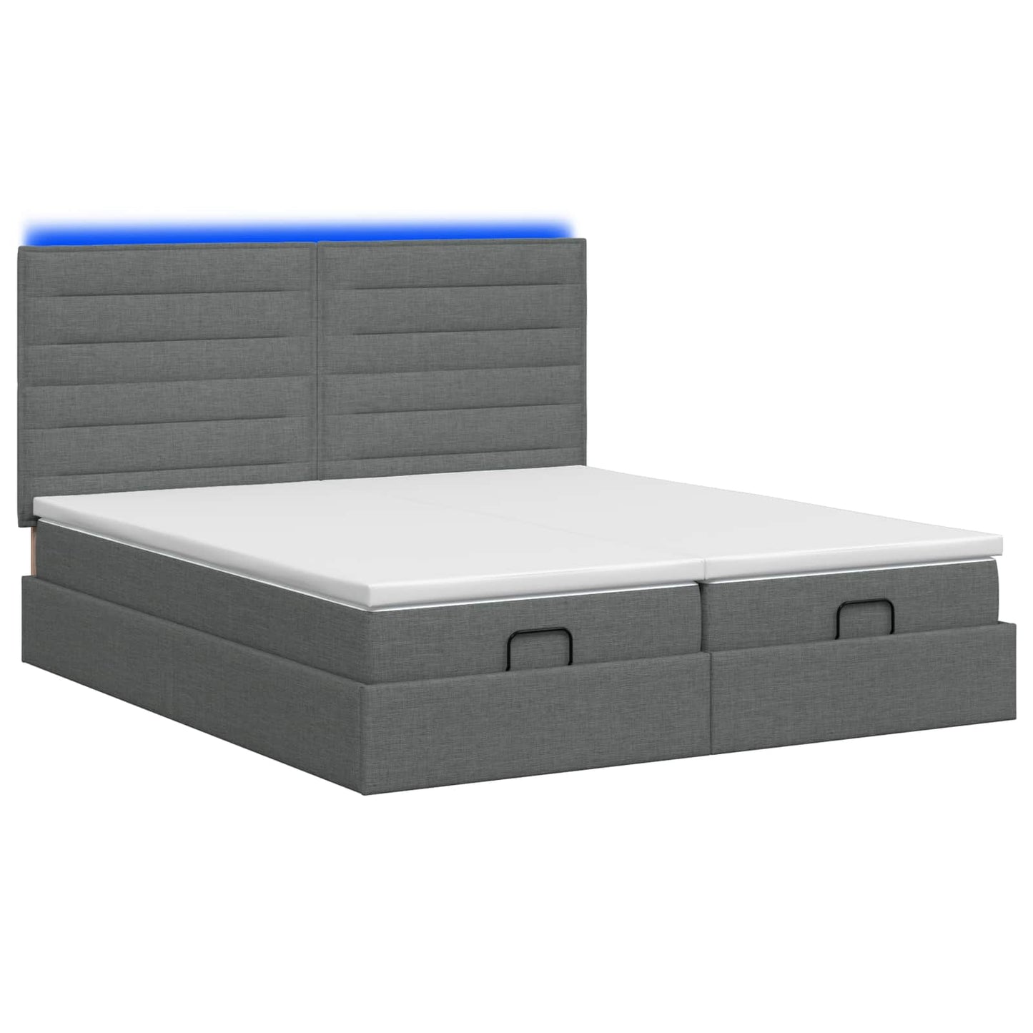 Ottoman Bed met Matrassen en LED Donkergrijs 180 x 200 cm Stof is nu te koop bij PeponiXL, paradijselijk wonen!