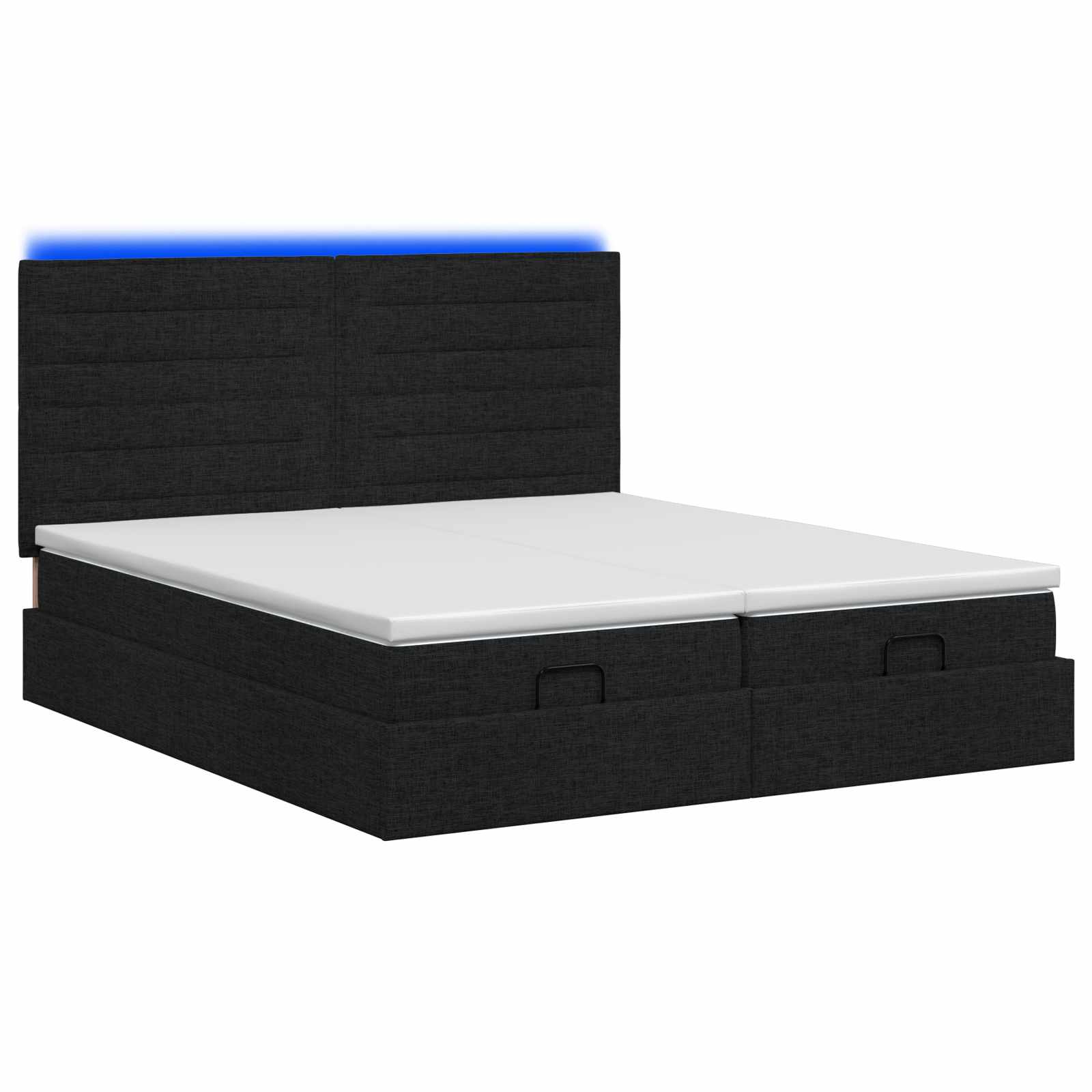 Ottoman Bed met Matrassen en LED Zwart 180 x 200 cm Stof is nu te koop bij PeponiXL, paradijselijk wonen!