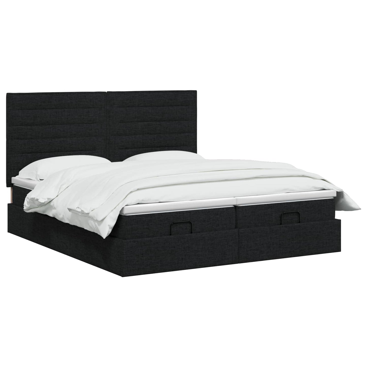 Ottoman Bed met Matrassen en LED Zwart 180 x 200 cm Stof is nu te koop bij PeponiXL, paradijselijk wonen!
