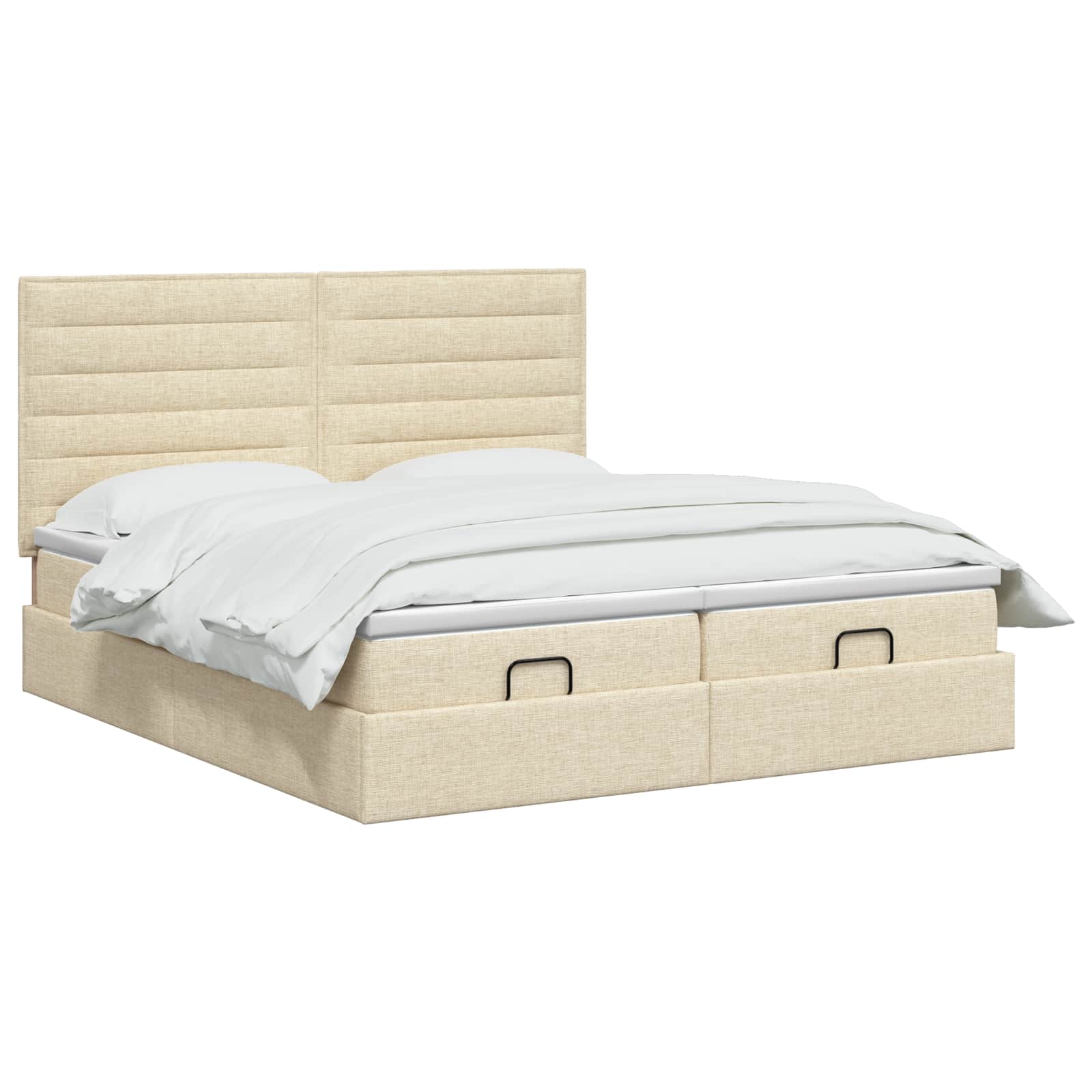 Ottoman Bed met Matrassen en LED Crèmekleurig 180 x 200 cm Stof is nu te koop bij PeponiXL, paradijselijk wonen!