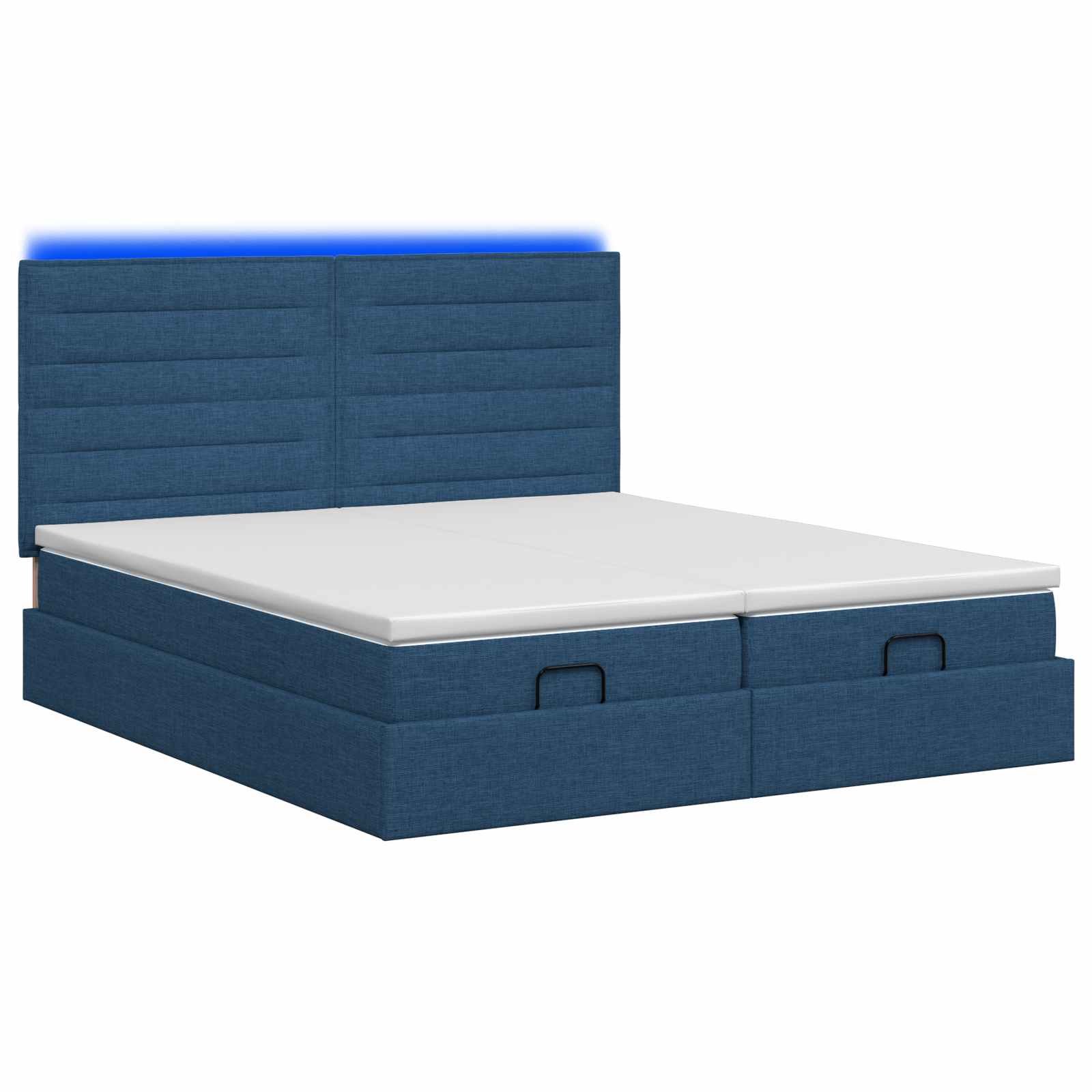 Ottoman Bed met Matrassen en LED Blauw 180 x 200 cm Stof is nu te koop bij PeponiXL, paradijselijk wonen!
