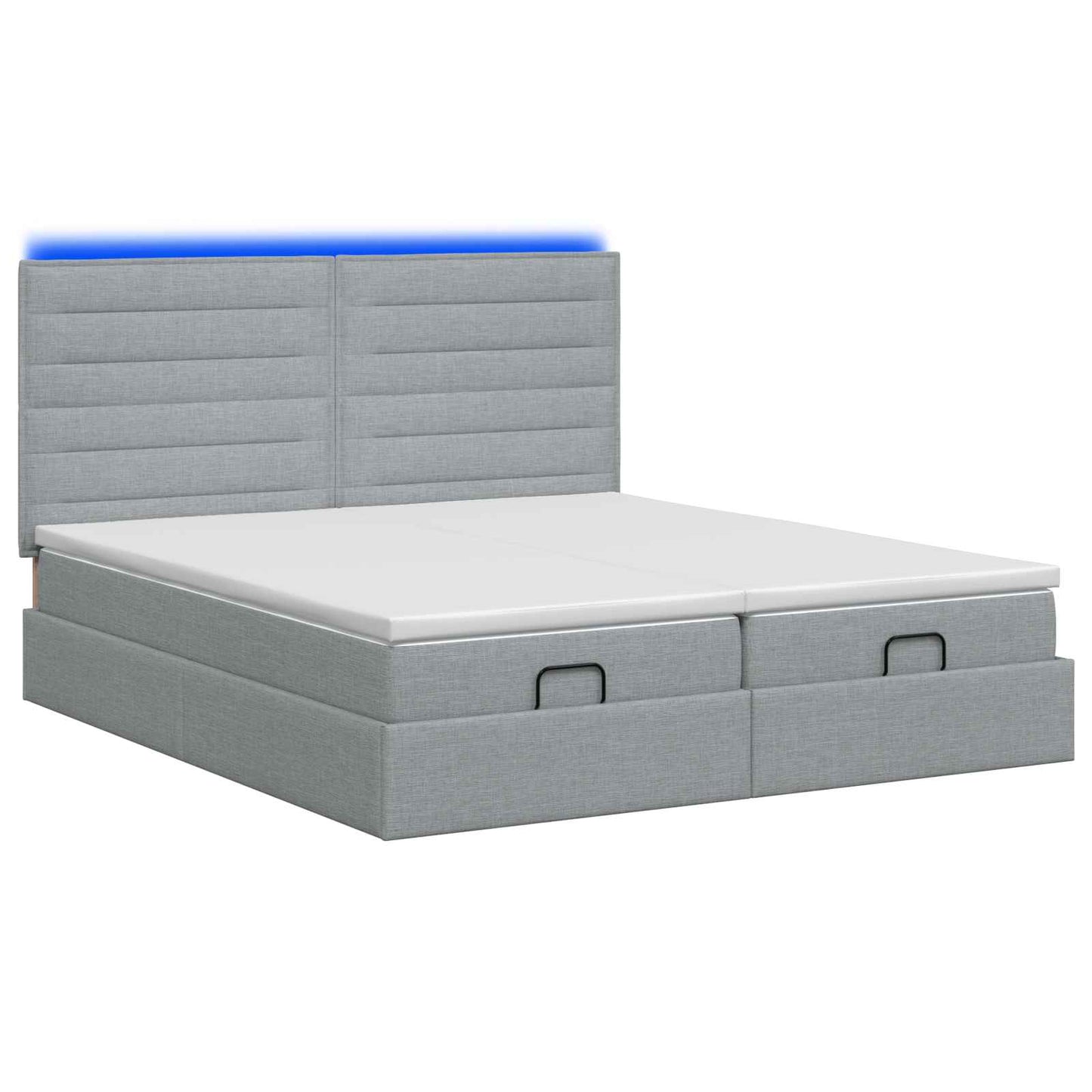 Ottoman Bed met Matrassen en LED Lichtgrijs 200 x 200 cm Stof is nu te koop bij PeponiXL, paradijselijk wonen!
