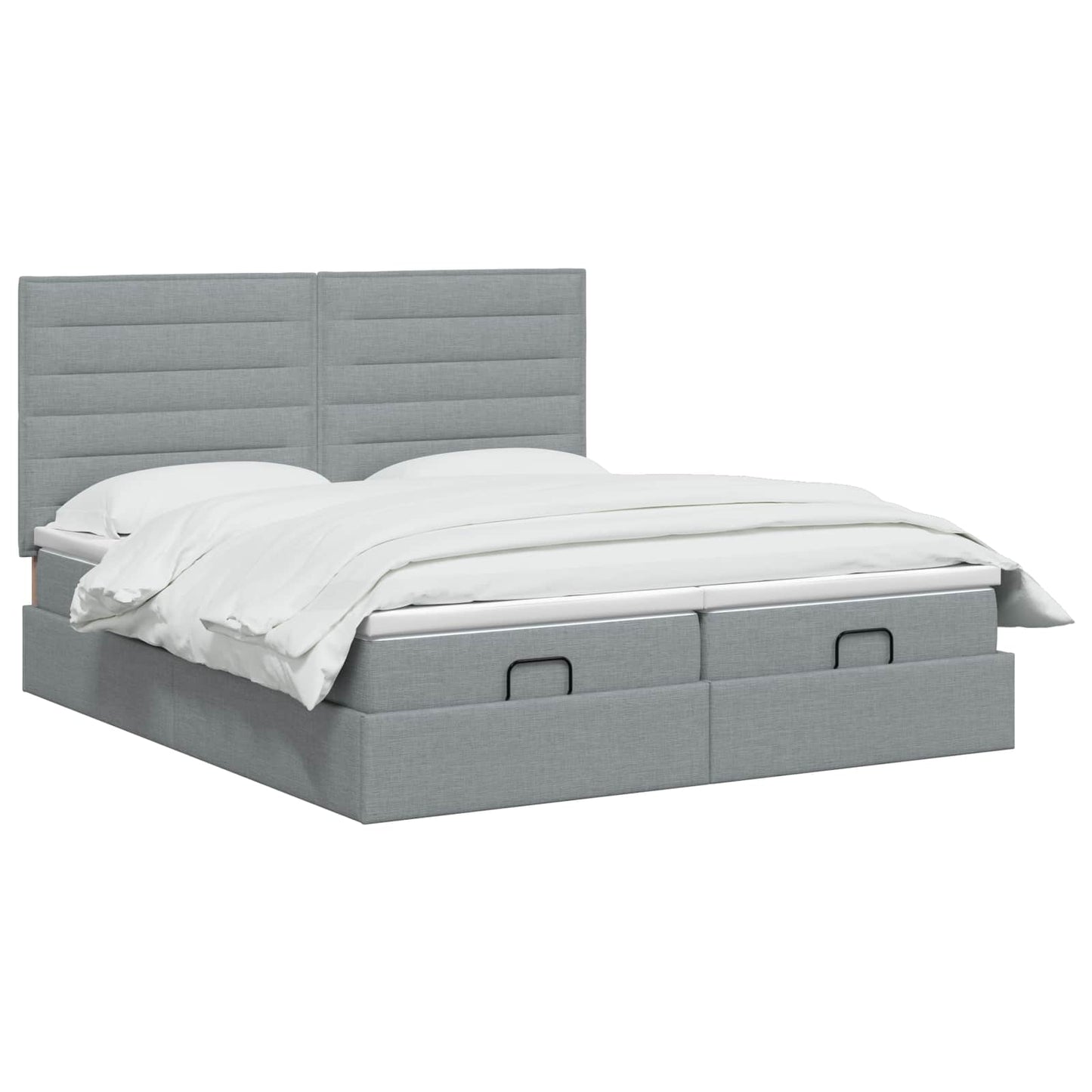Ottoman Bed met Matrassen en LED Lichtgrijs 200 x 200 cm Stof is nu te koop bij PeponiXL, paradijselijk wonen!