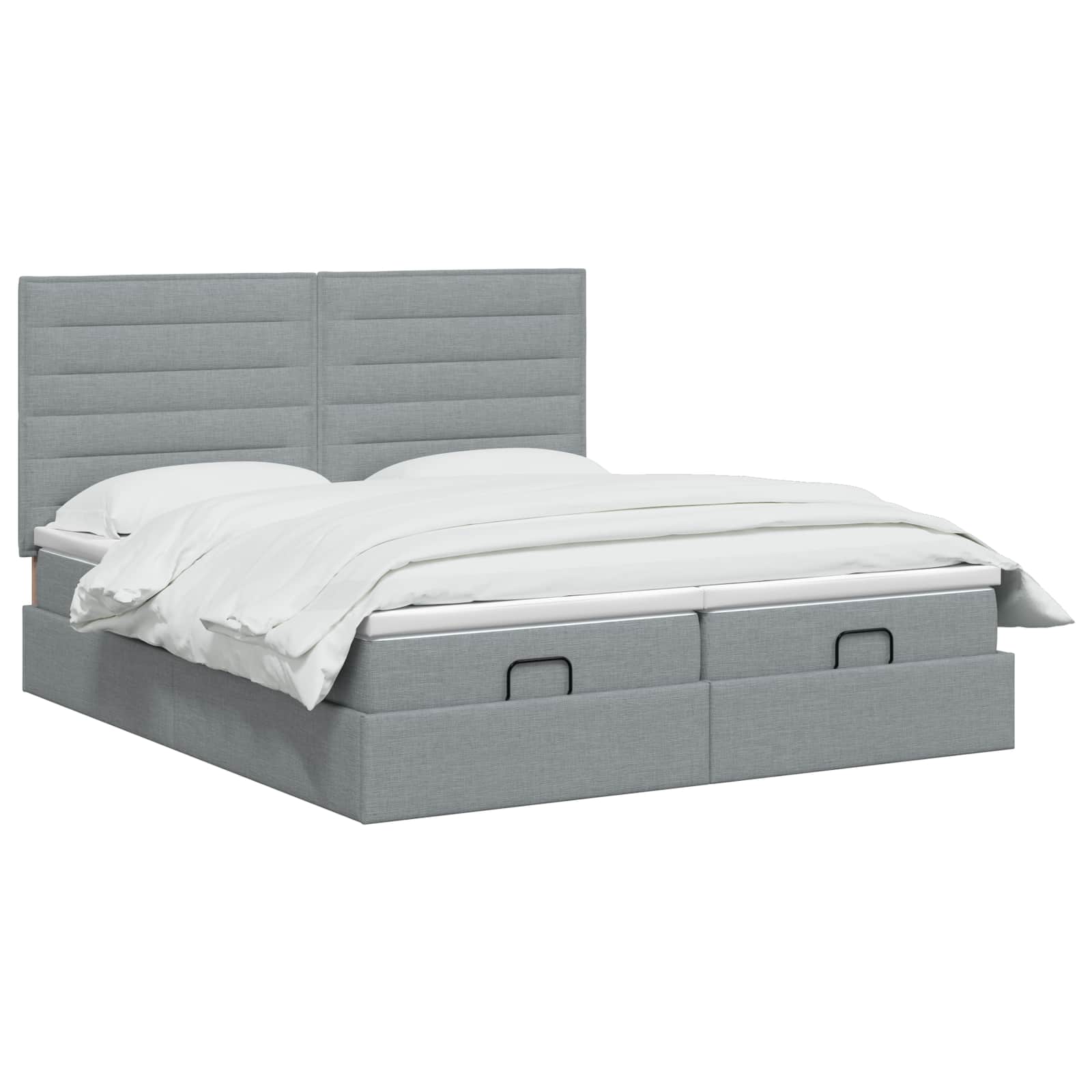 Ottoman Bed met Matrassen en LED Lichtgrijs 200 x 200 cm Stof is nu te koop bij PeponiXL, paradijselijk wonen!