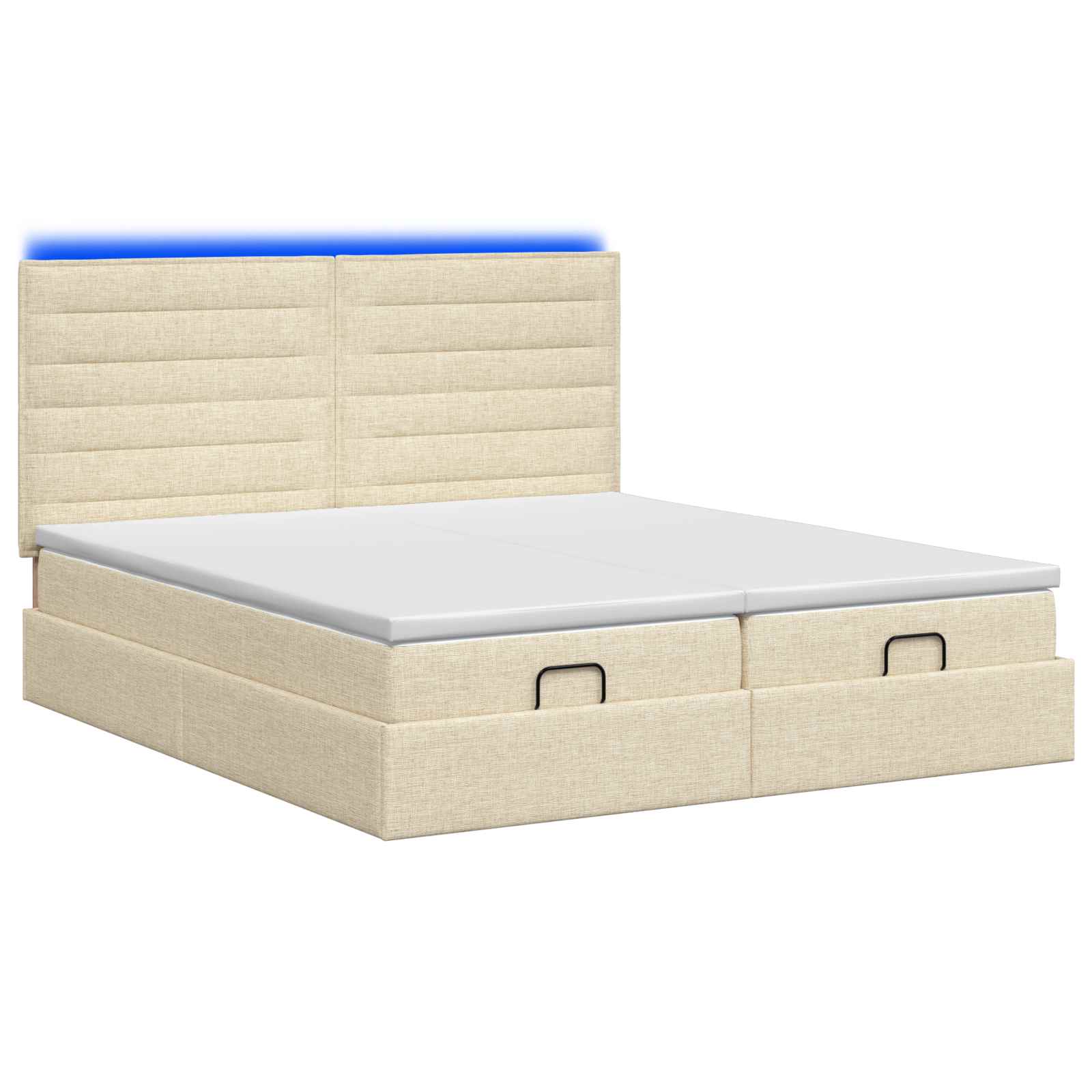 Ottoman Bed met Matrassen en LED Crèmekleurig 200 x 200 cm Stof is nu te koop bij PeponiXL, paradijselijk wonen!