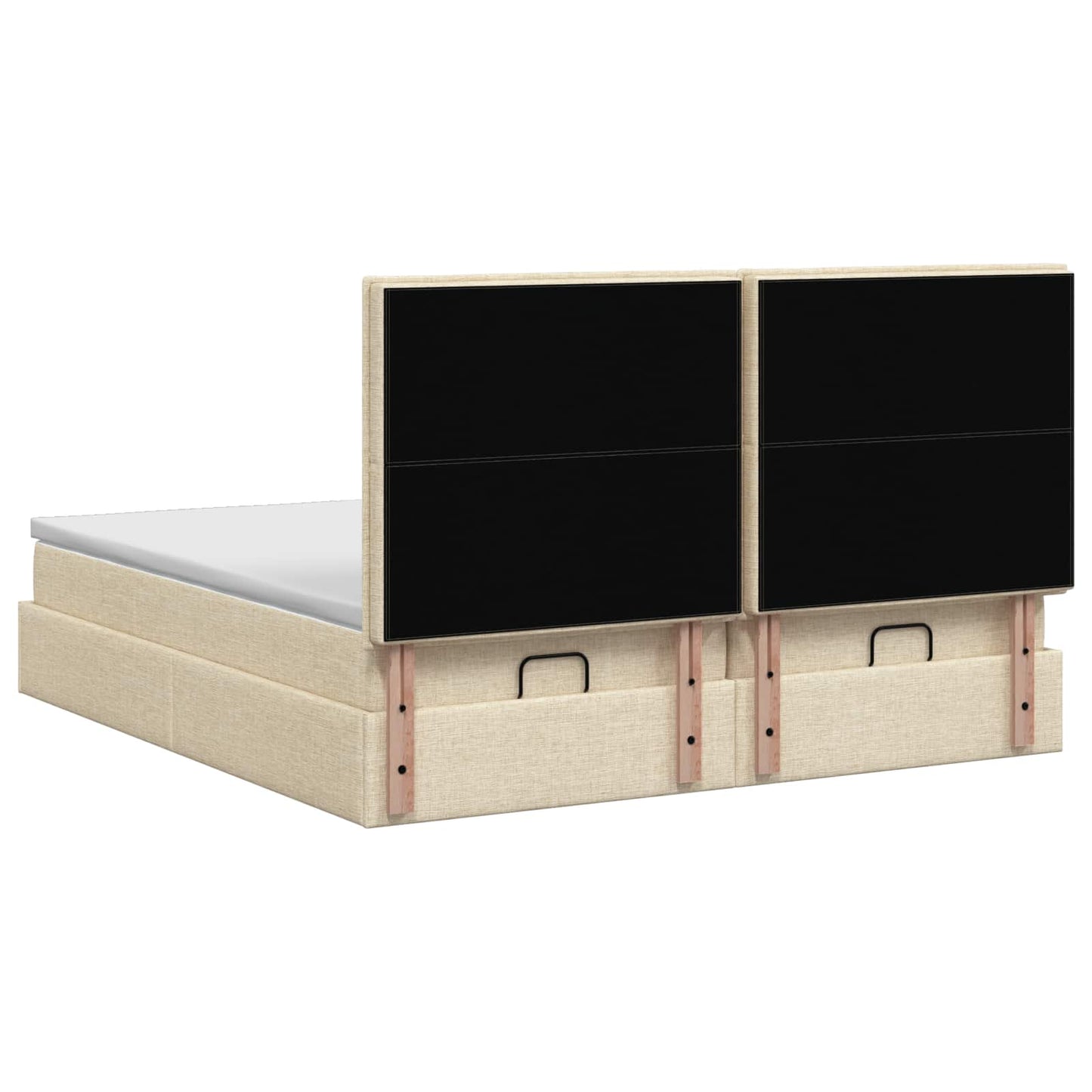 Ottoman Bed met Matrassen en LED Crèmekleurig 200 x 200 cm Stof is nu te koop bij PeponiXL, paradijselijk wonen!