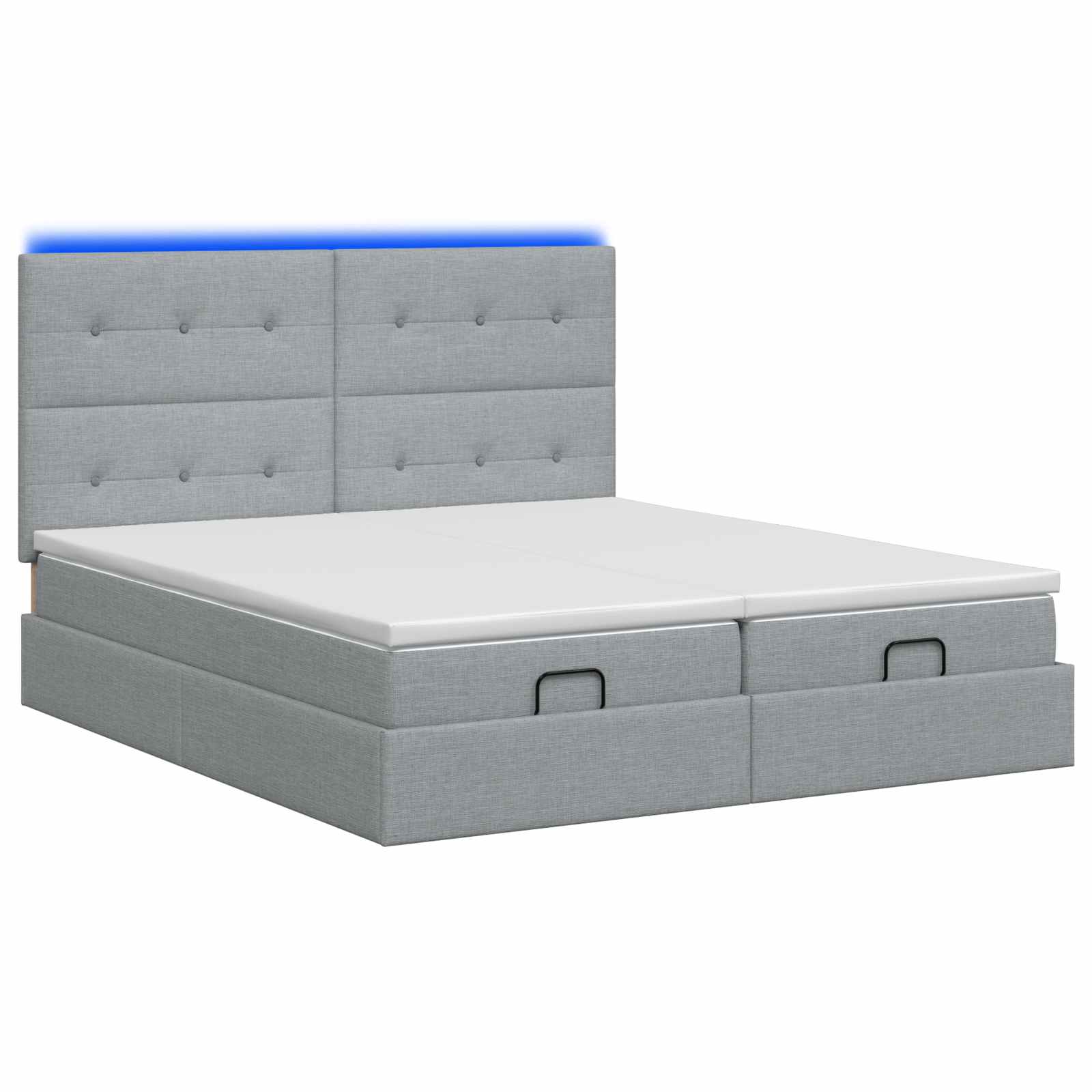 Ottoman Bed met Matrassen en LED Lichtgrijs 160 x 200 cm Stof is nu te koop bij PeponiXL, paradijselijk wonen!