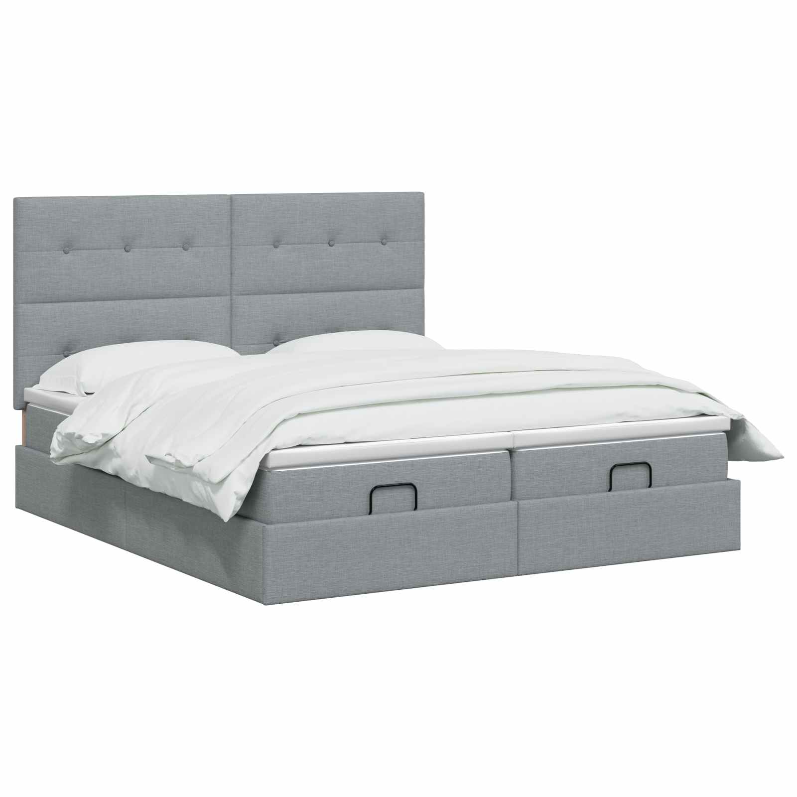 Ottoman Bed met Matrassen en LED Lichtgrijs 160 x 200 cm Stof is nu te koop bij PeponiXL, paradijselijk wonen!