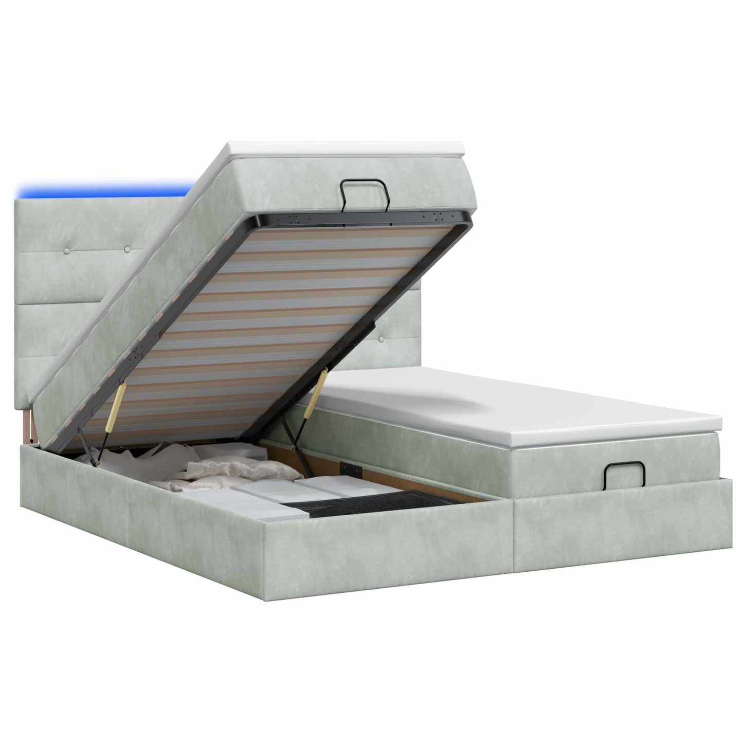 Ottoman Bed met Matrassen en LED Lichtgrijs 200 x 200 cm is nu te koop bij PeponiXL, paradijselijk wonen!