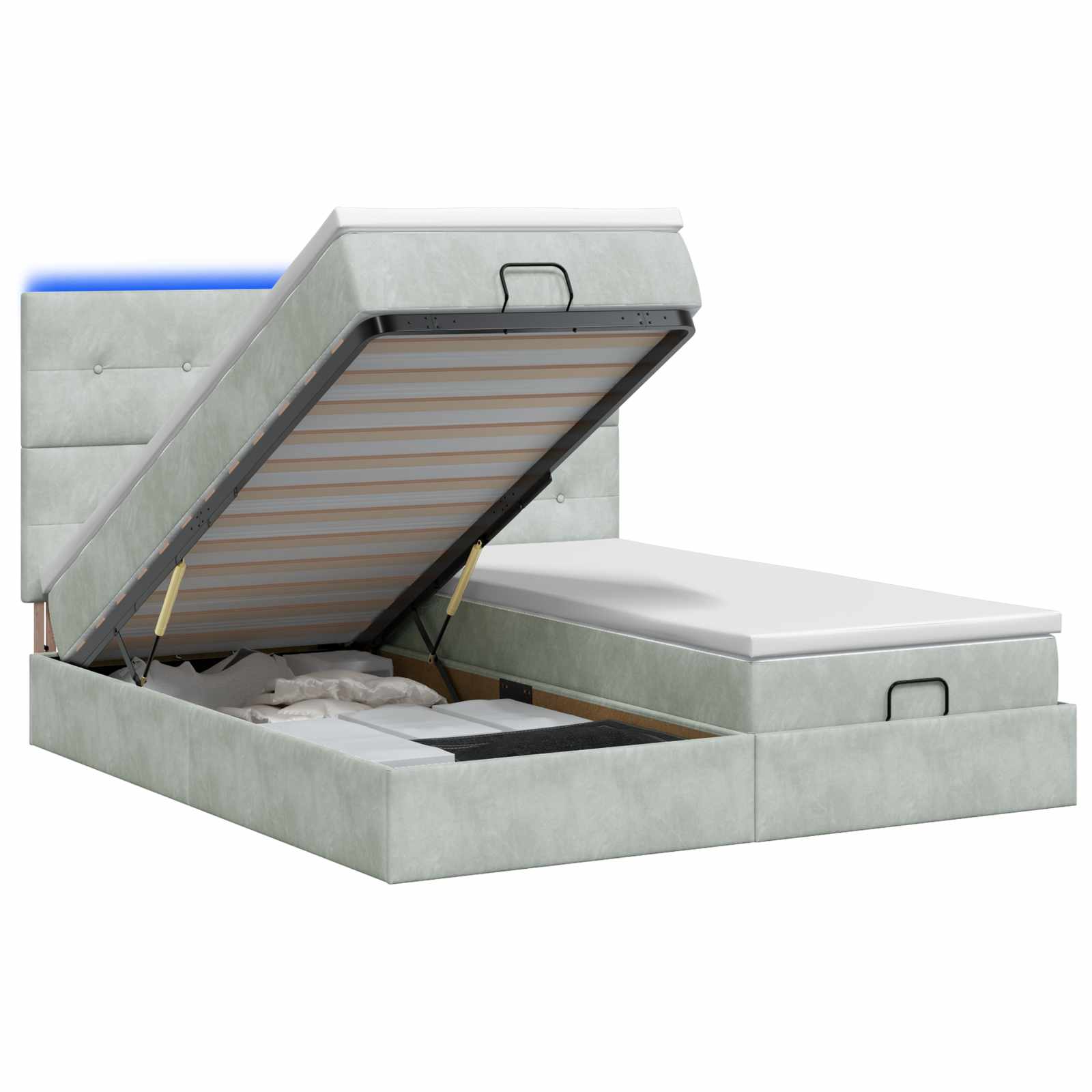 Ottoman Bed met Matrassen en LED Lichtgrijs 200 x 200 cm is nu te koop bij PeponiXL, paradijselijk wonen!