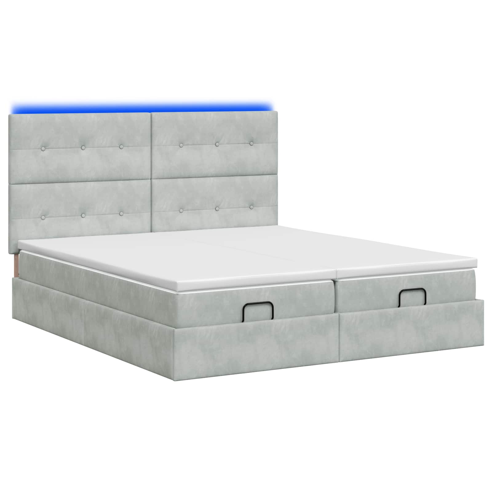 Ottoman Bed met Matrassen en LED Lichtgrijs 200 x 200 cm is nu te koop bij PeponiXL, paradijselijk wonen!