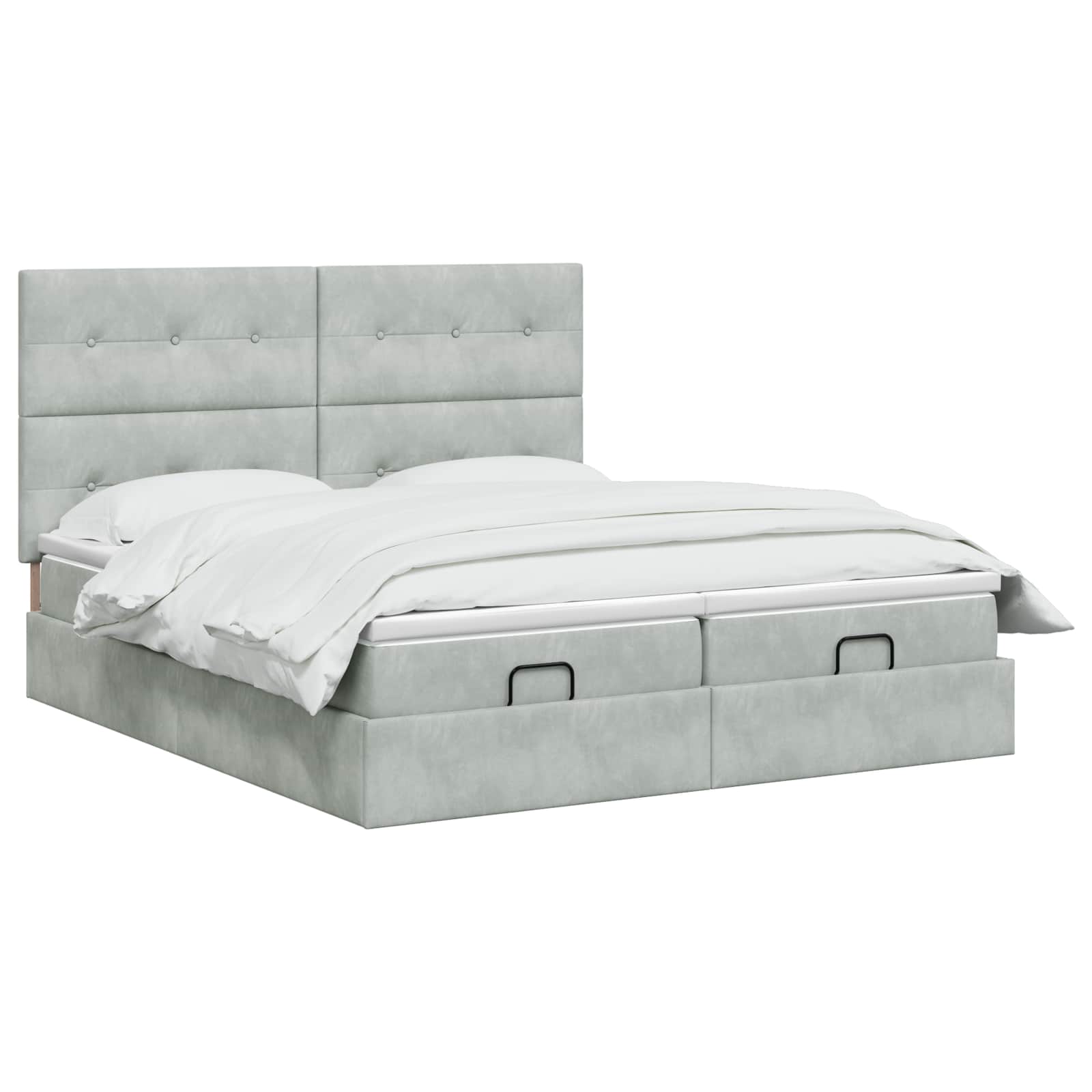 Ottoman Bed met Matrassen en LED Lichtgrijs 200 x 200 cm is nu te koop bij PeponiXL, paradijselijk wonen!