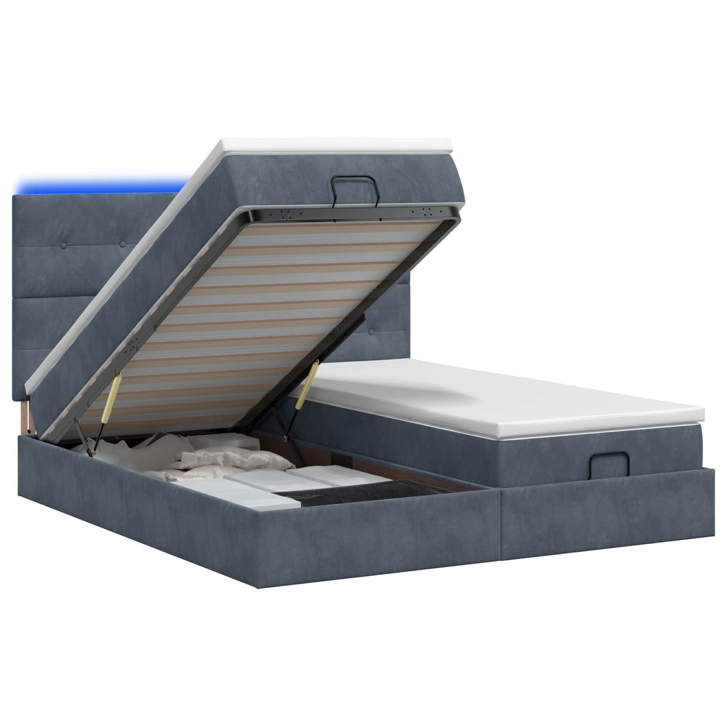 Ottoman Bed met Matrassen en LED Donkergrijs 200 x 200 cm is nu te koop bij PeponiXL, paradijselijk wonen!