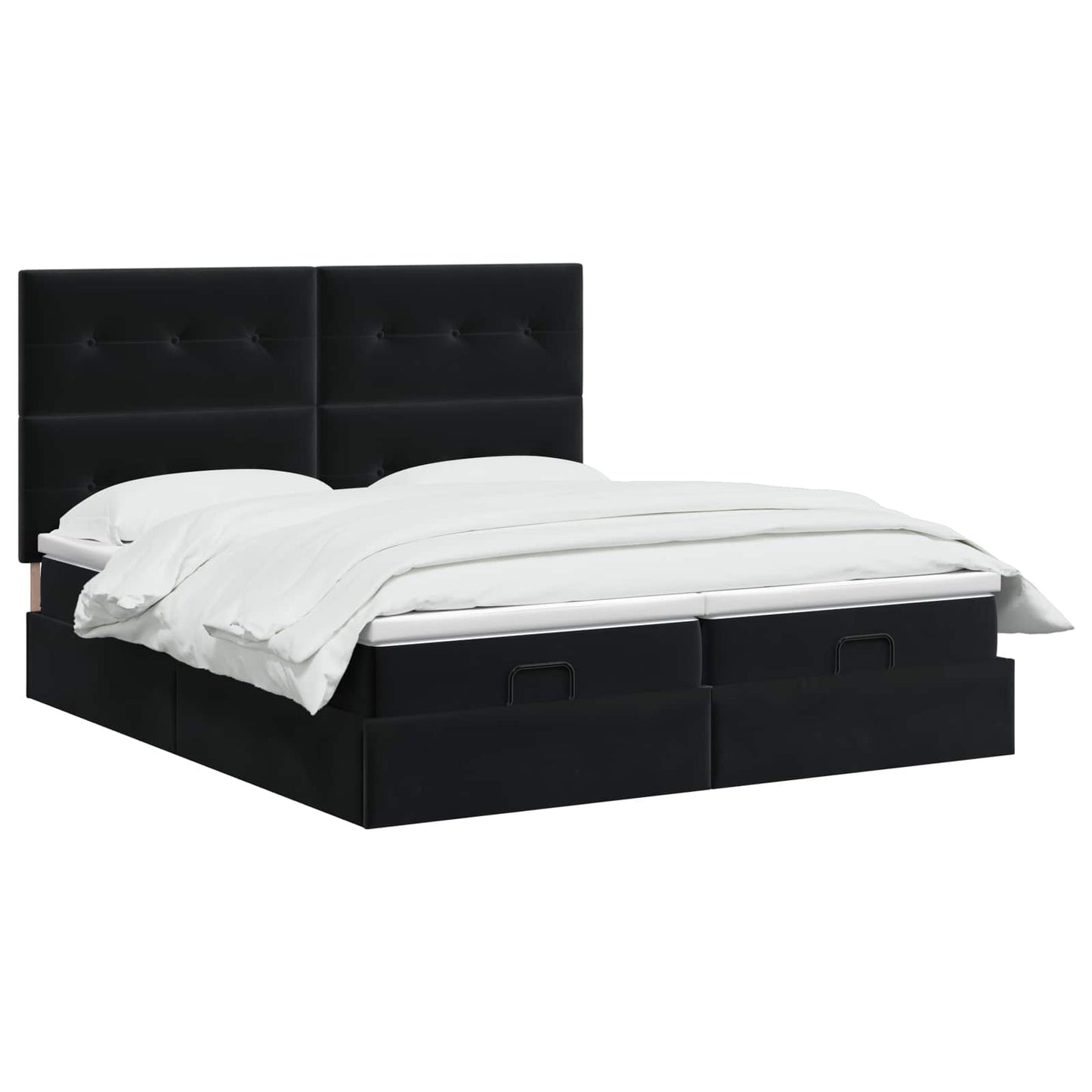 Ottoman Bed met Matrassen en LED Zwart 200 x 200 cm fluweel is nu te koop bij PeponiXL, paradijselijk wonen!