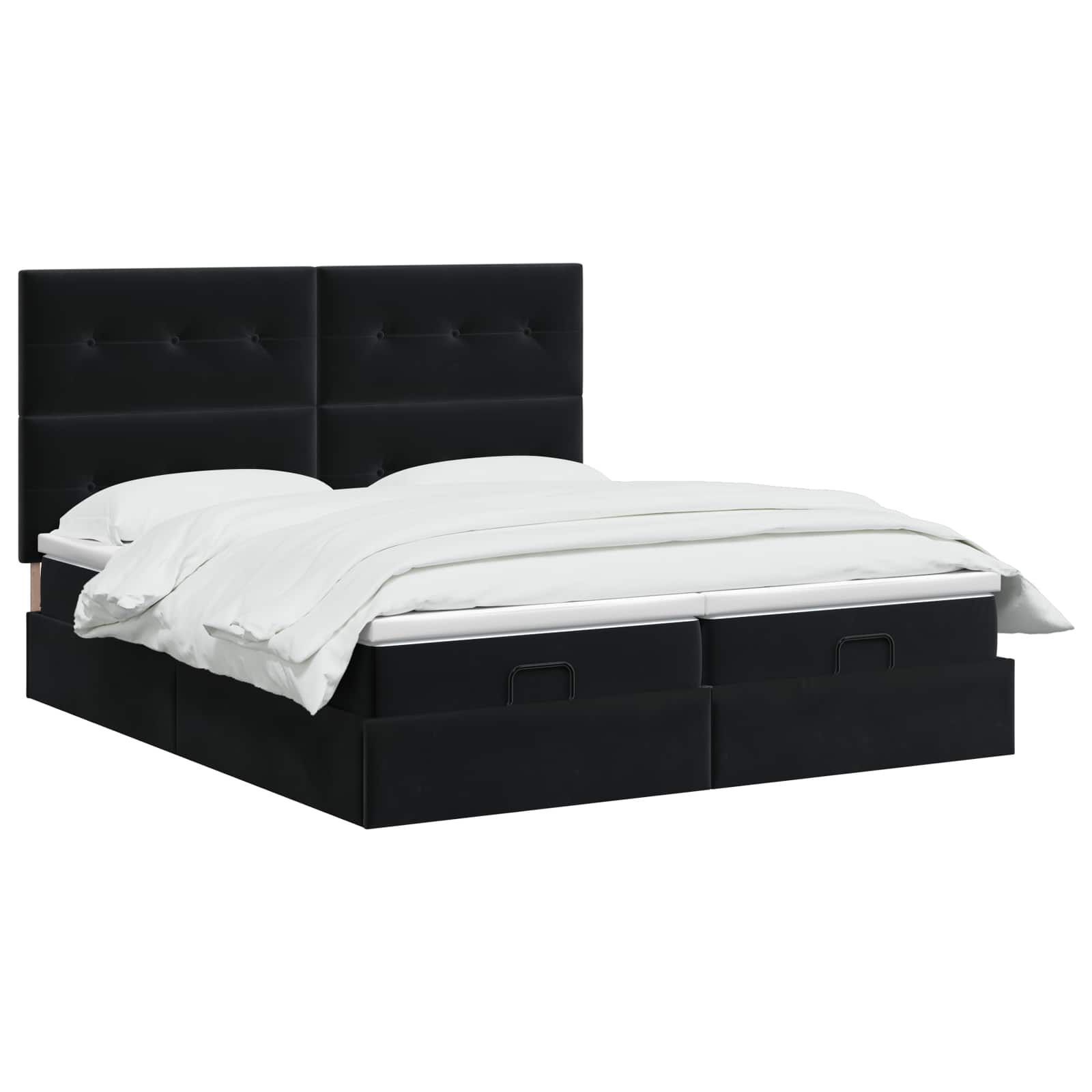 Ottoman Bed met Matrassen en LED Zwart 200 x 200 cm fluweel is nu te koop bij PeponiXL, paradijselijk wonen!