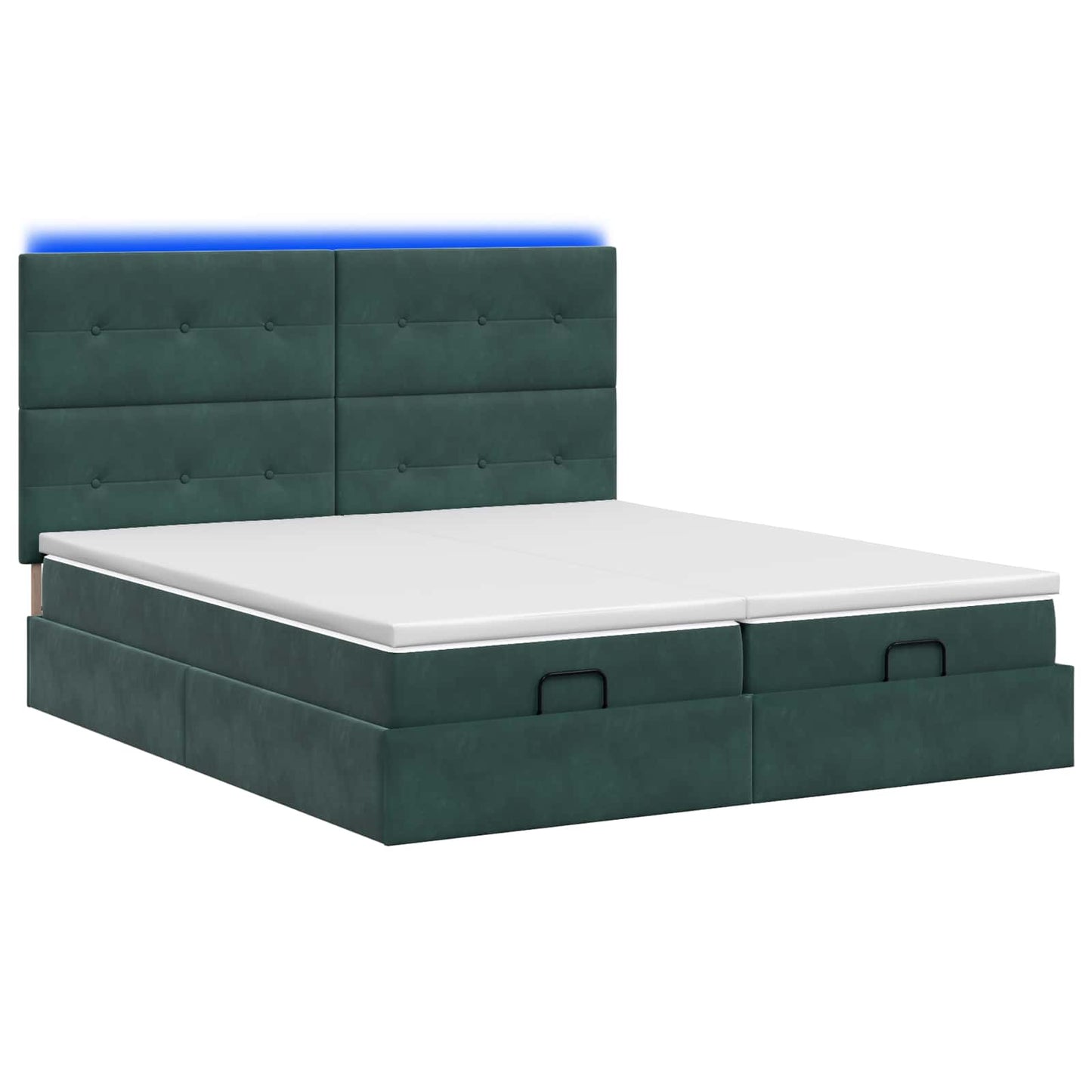 Ottoman Bed met Matrassen en LED Donkergroen 200 x 200 cm is nu te koop bij PeponiXL, paradijselijk wonen!