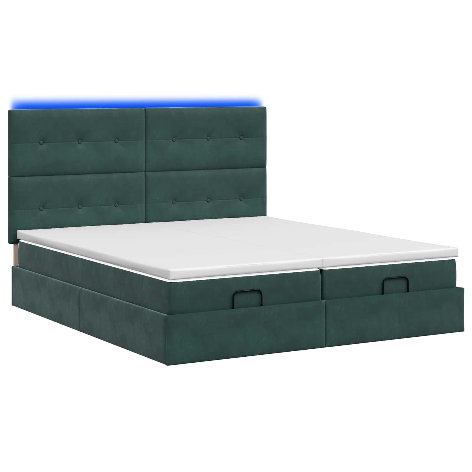 Ottoman Bed met Matrassen en LED Donkergroen 200 x 200 cm is nu te koop bij PeponiXL, paradijselijk wonen!
