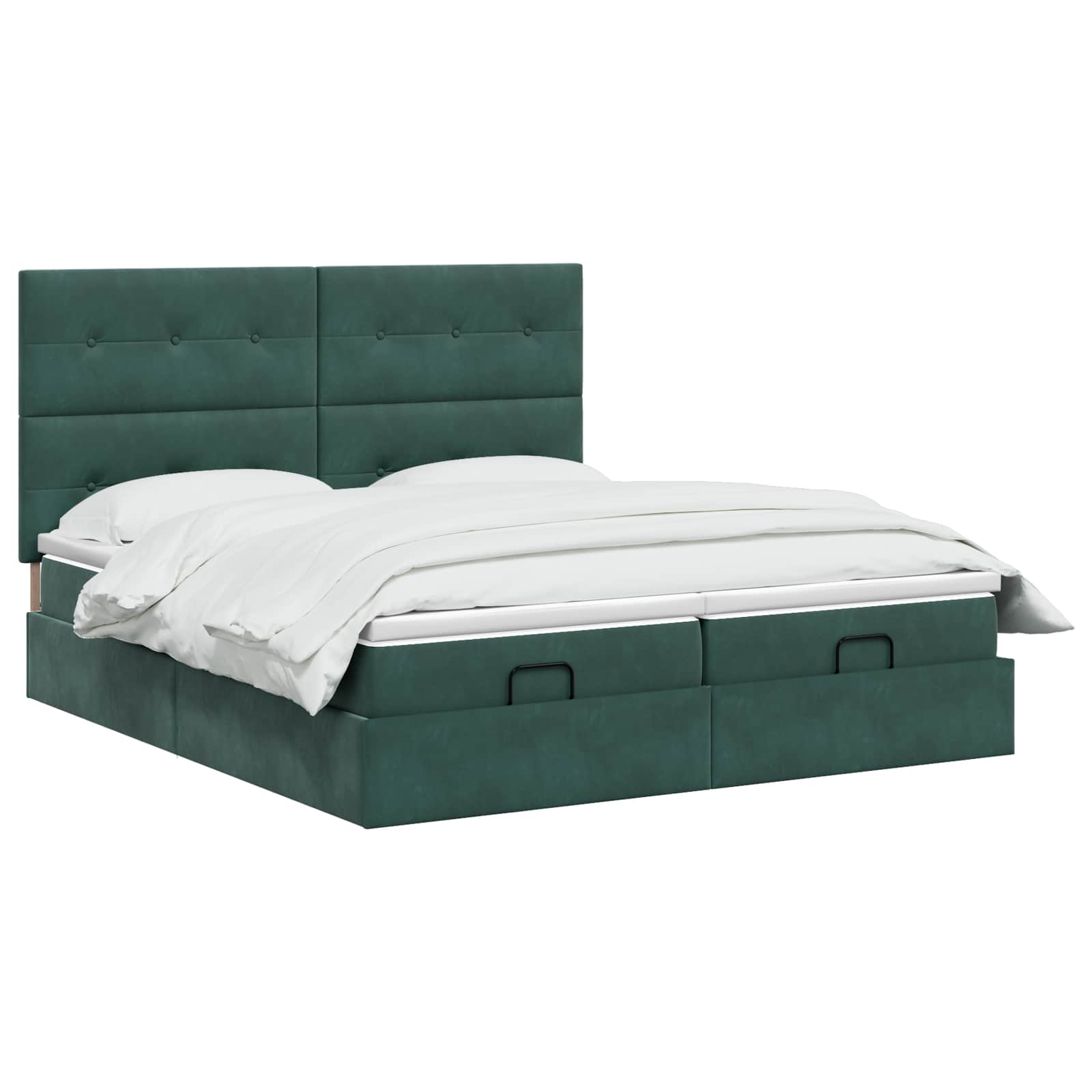 Ottoman Bed met Matrassen en LED Donkergroen 200 x 200 cm is nu te koop bij PeponiXL, paradijselijk wonen!
