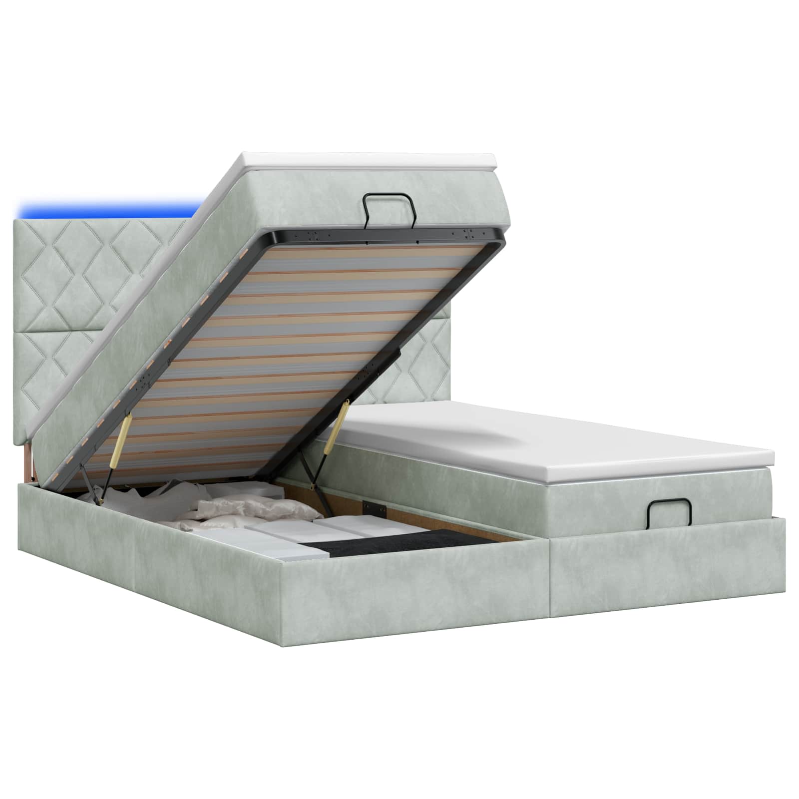 Ottoman Bed met Matrassen en LED Lichtgrijs 180 x 200 cm is nu te koop bij PeponiXL, paradijselijk wonen!