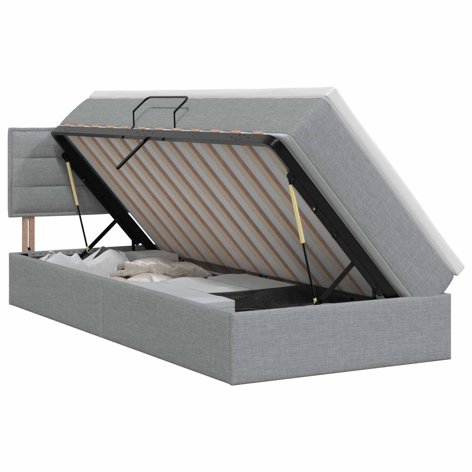 Opbergbed met matras Lichtgrijs 90 x 190 cm fluweel is nu te koop bij PeponiXL, paradijselijk wonen!