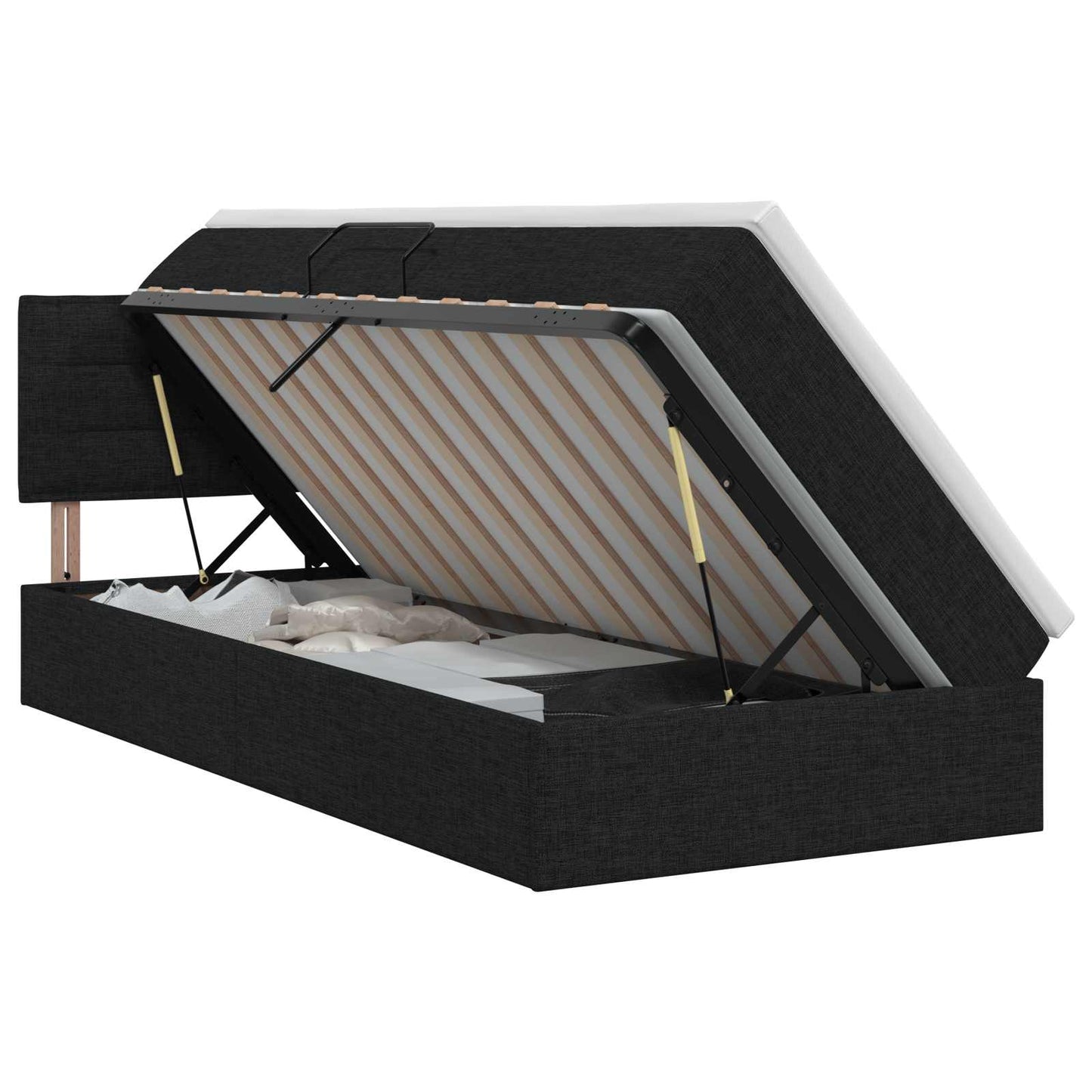 Opbergbed met matras met hoofdeinde Zwart 90 x 190 cm fluweel is nu te koop bij PeponiXL, paradijselijk wonen!