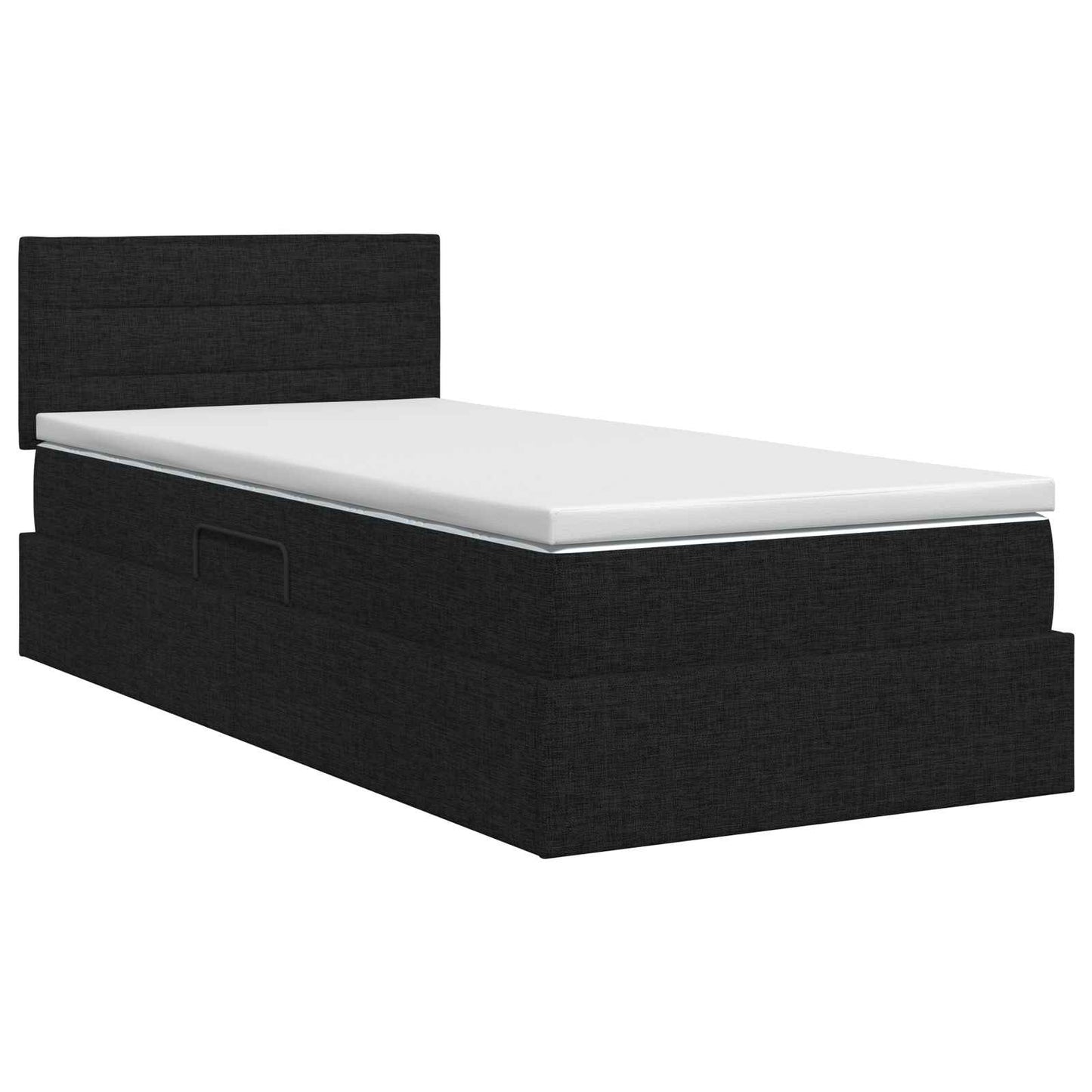 Opbergbed met matras Zwart 90 x 200 cm Bewerkt hout