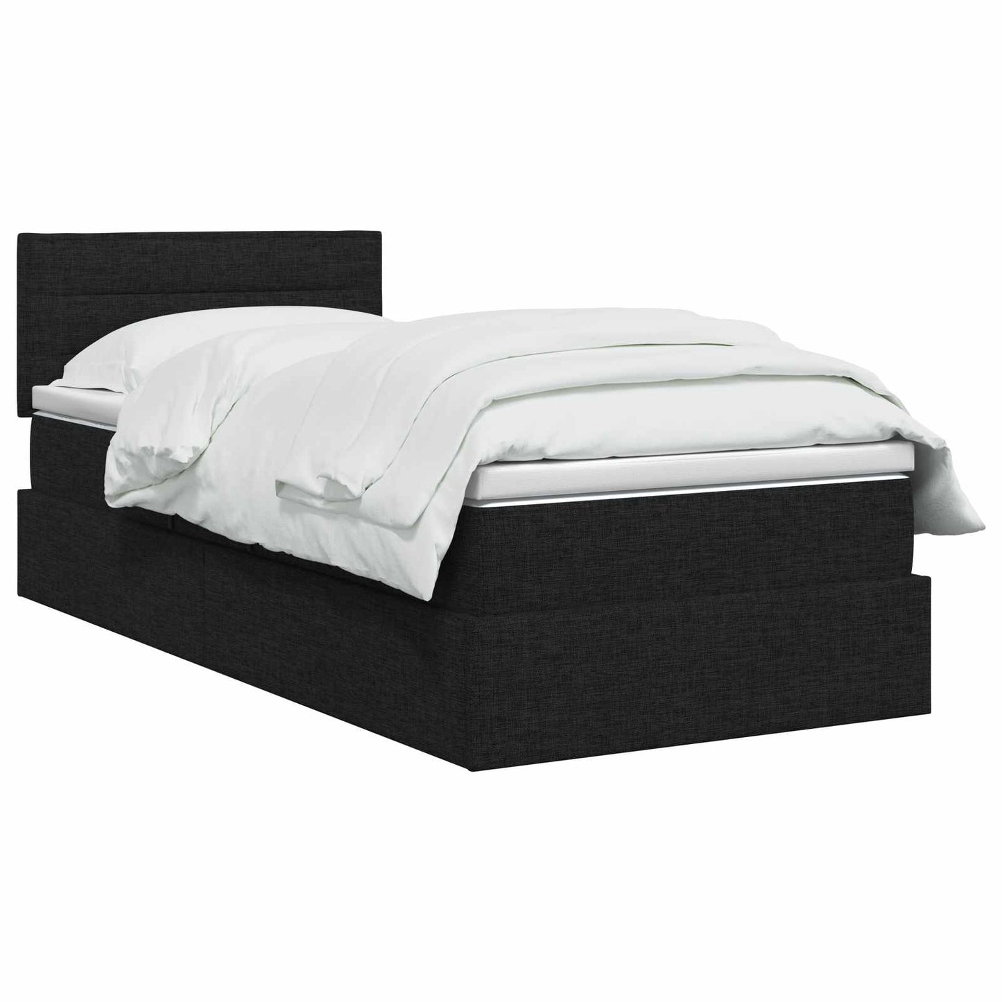 Opbergbed met matras Zwart 90 x 200 cm Bewerkt hout